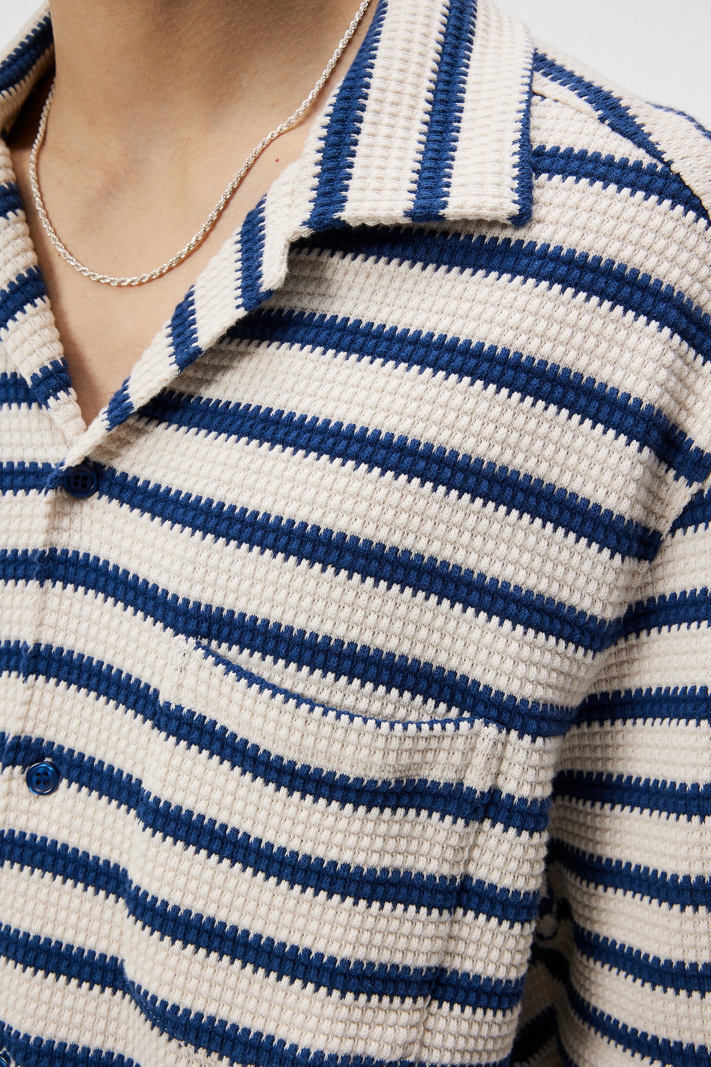 Tiro Resort Stripe Shirt in Estate Blue by J.Lindeberg