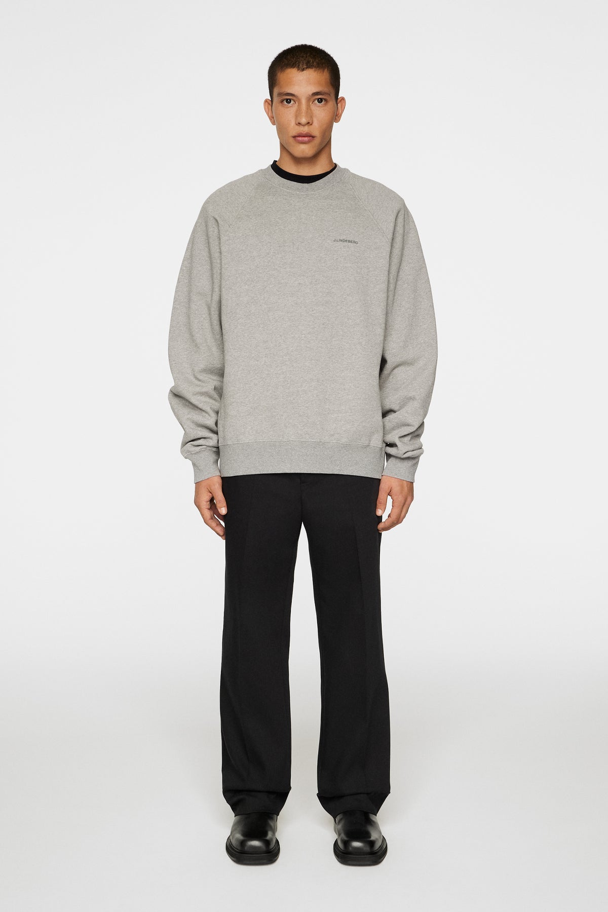 Callan Crew Neck in Light Grey Melange by J.Lindeberg