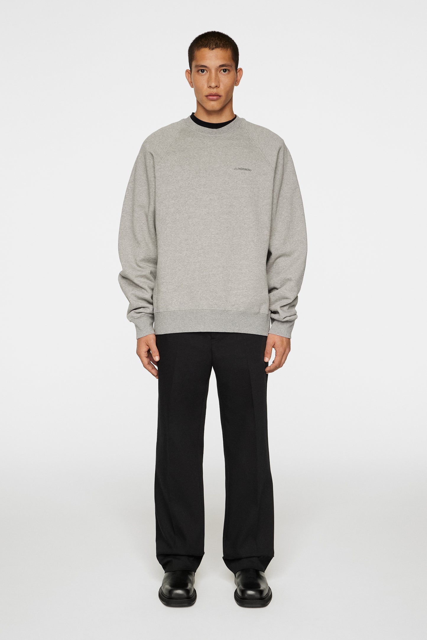 Callan Crew Neck in Light Grey Melange by J.Lindeberg