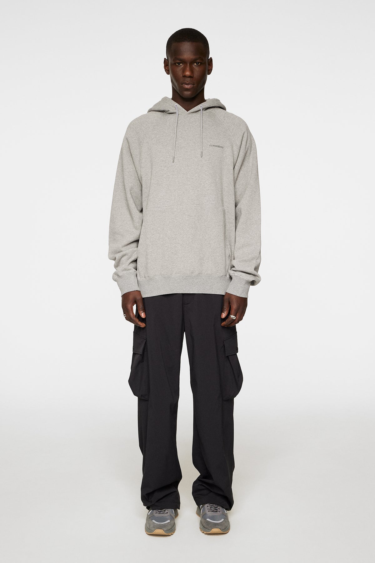 Callan Hoodie in Light Grey Melange by J.Lindeberg