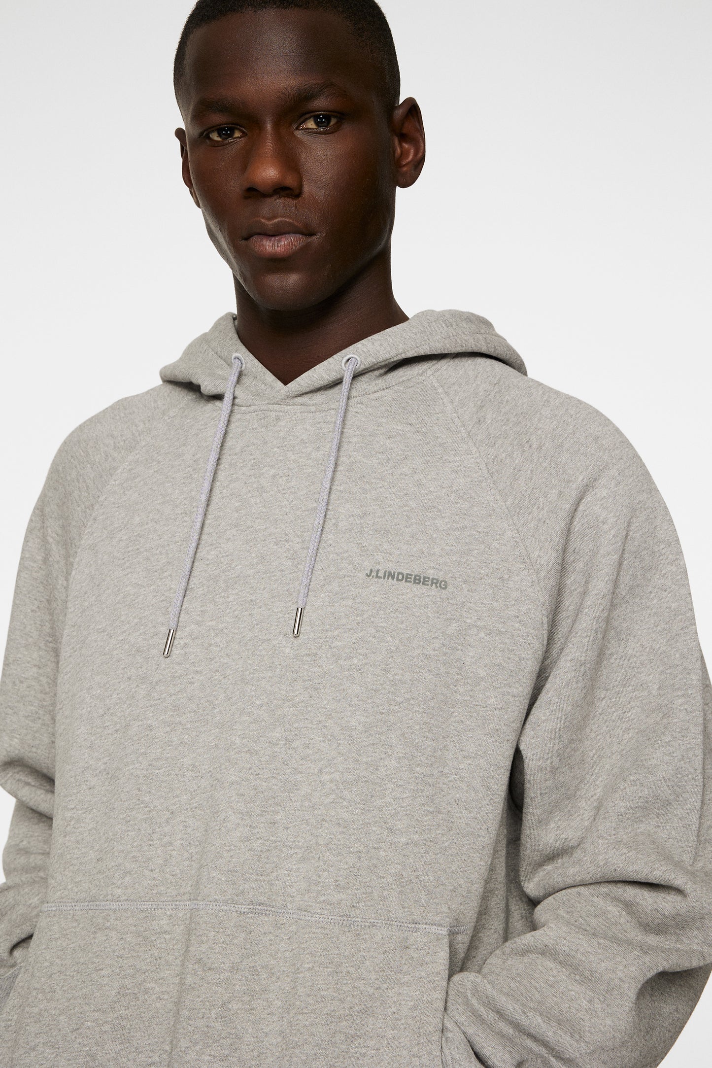 Callan Hoodie in Light Grey Melange by J.Lindeberg