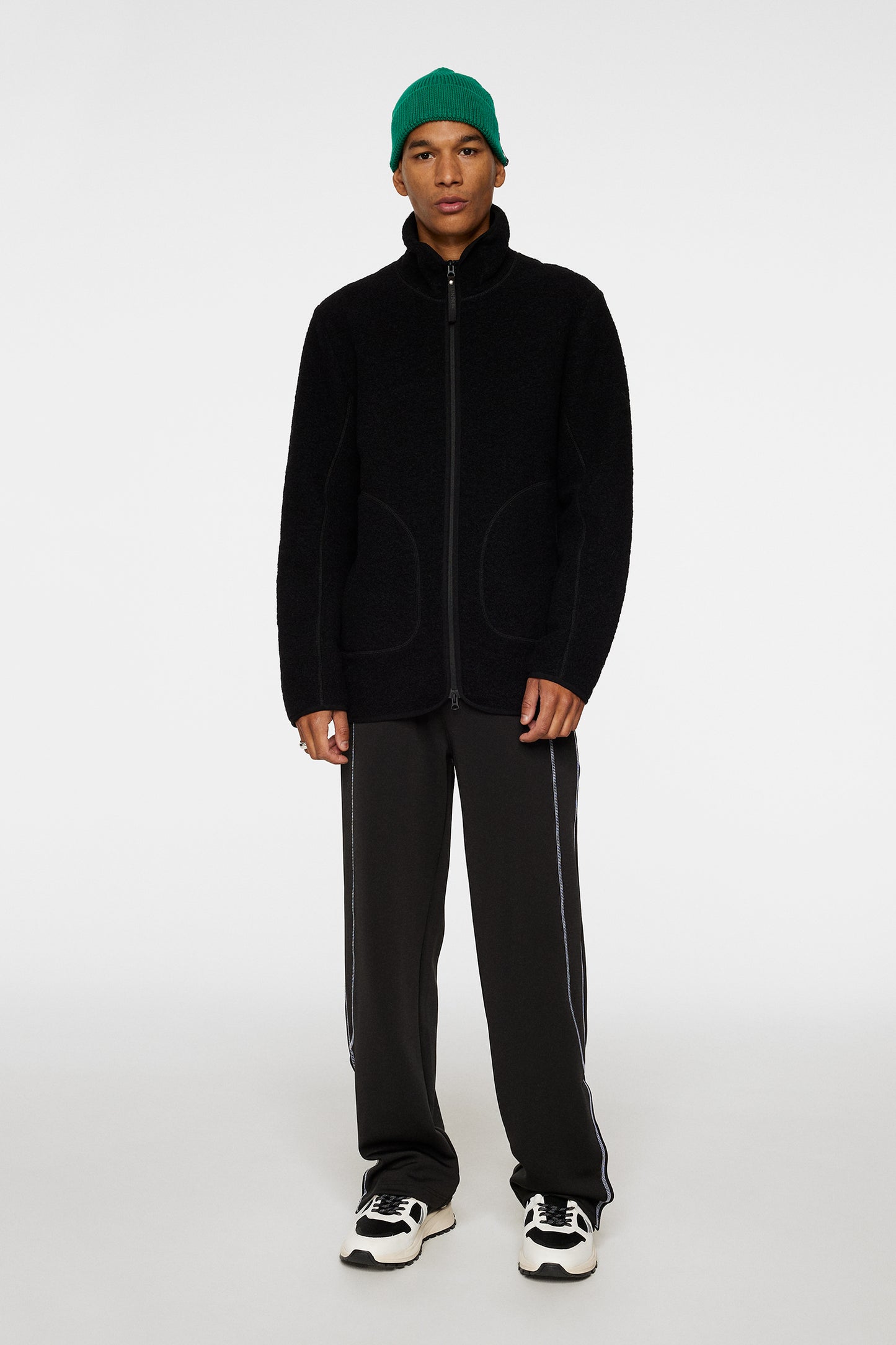 Dustin Wool Fleece Jacket in Black by J.Lindeberg