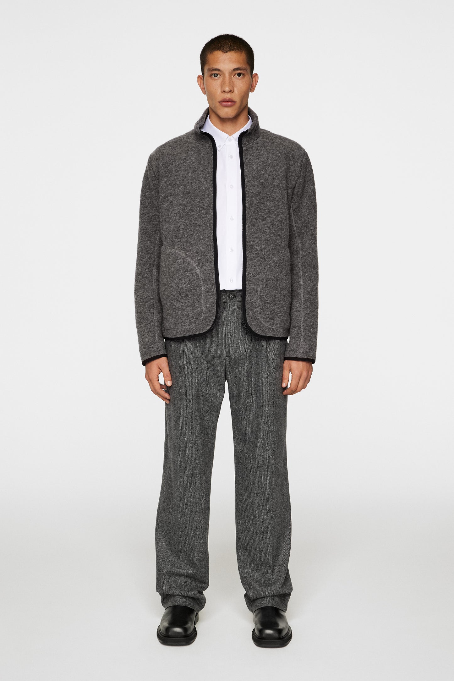 Dustin Wool Fleece Jacket in Light Grey Melange by J.Lindeberg
