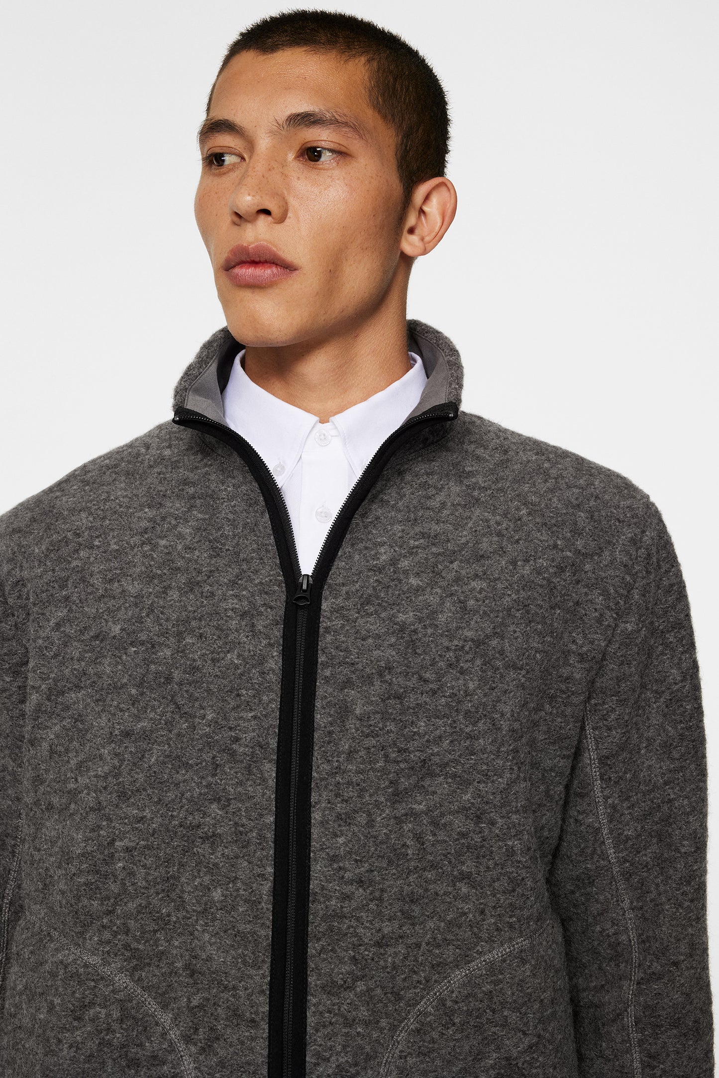 Dustin Wool Fleece Jacket in Light Grey Melange by J.Lindeberg