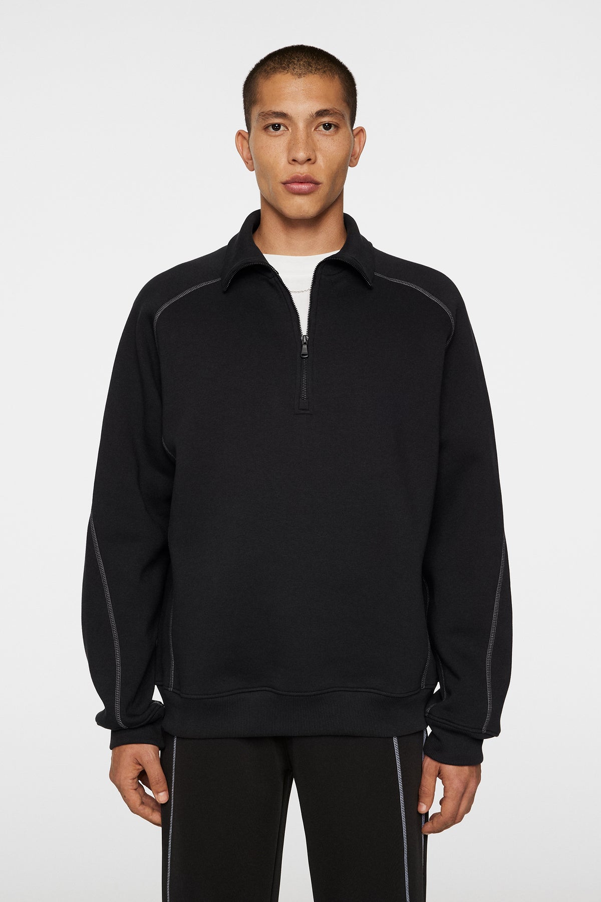 Canter Quarter Zip Sweat in Black by J.Lindeberg