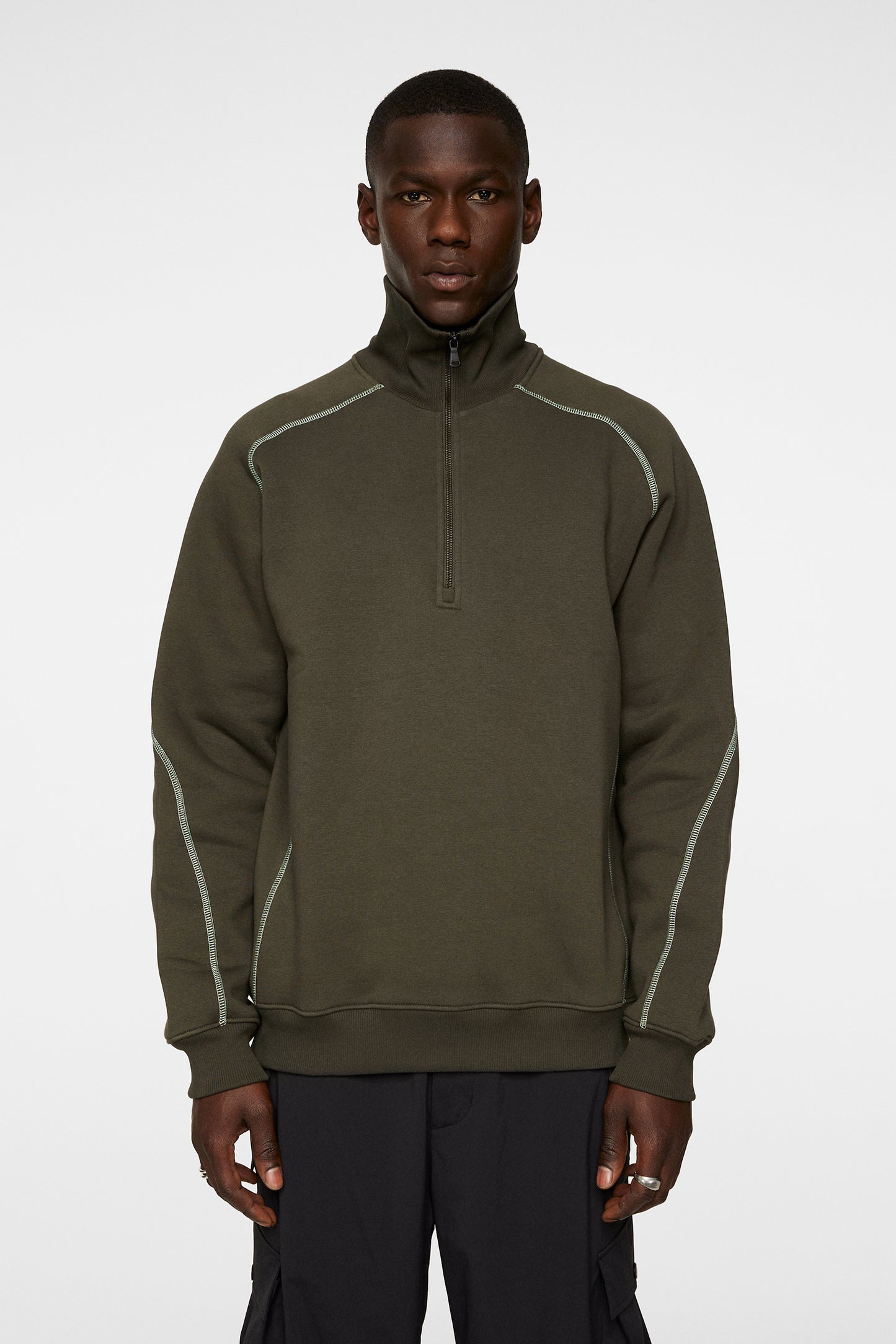 Canter Quarter Zip Sweat in Forest Green by J.Lindeberg