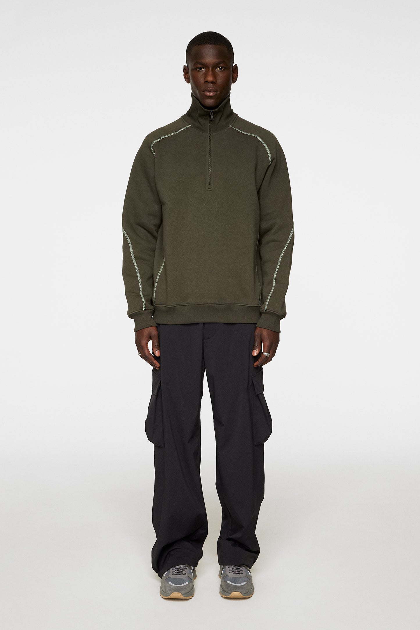 Canter Quarter Zip Sweat in Forest Green by J.Lindeberg
