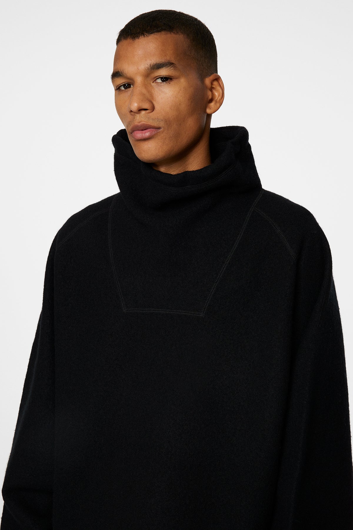 Armond Wool Anorak Sweater in Black by J.Lindeberg