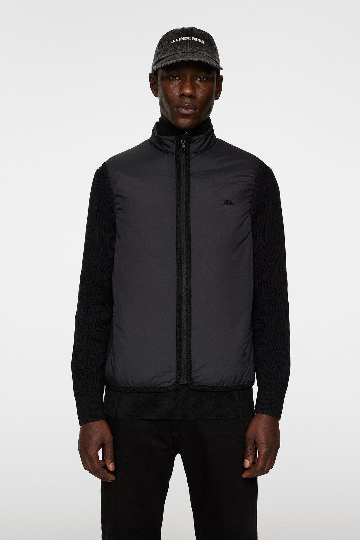 Dobber Hybrid Vest in Black by J.Lindeberg