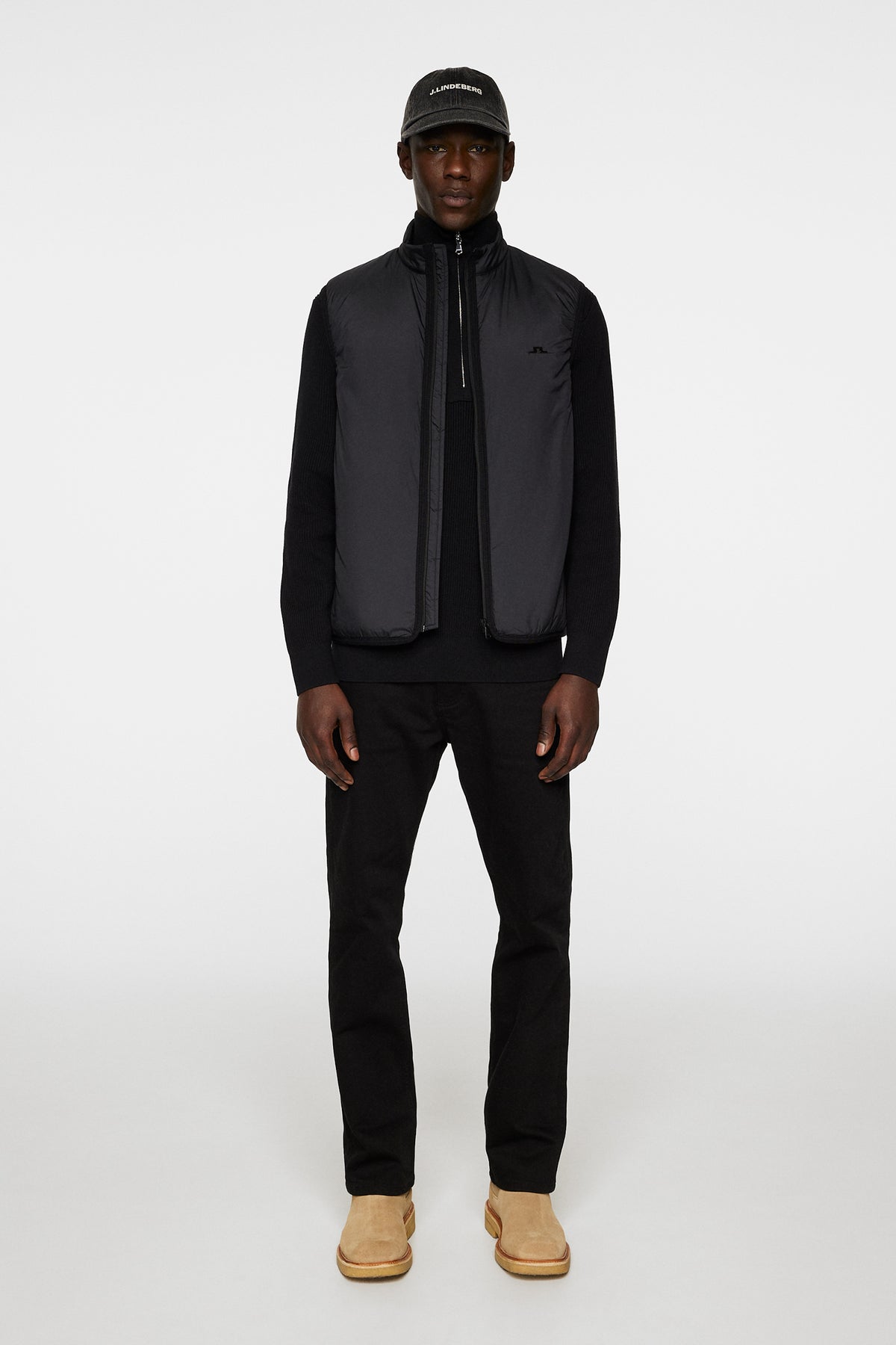 Dobber Hybrid Vest in Black by J.Lindeberg