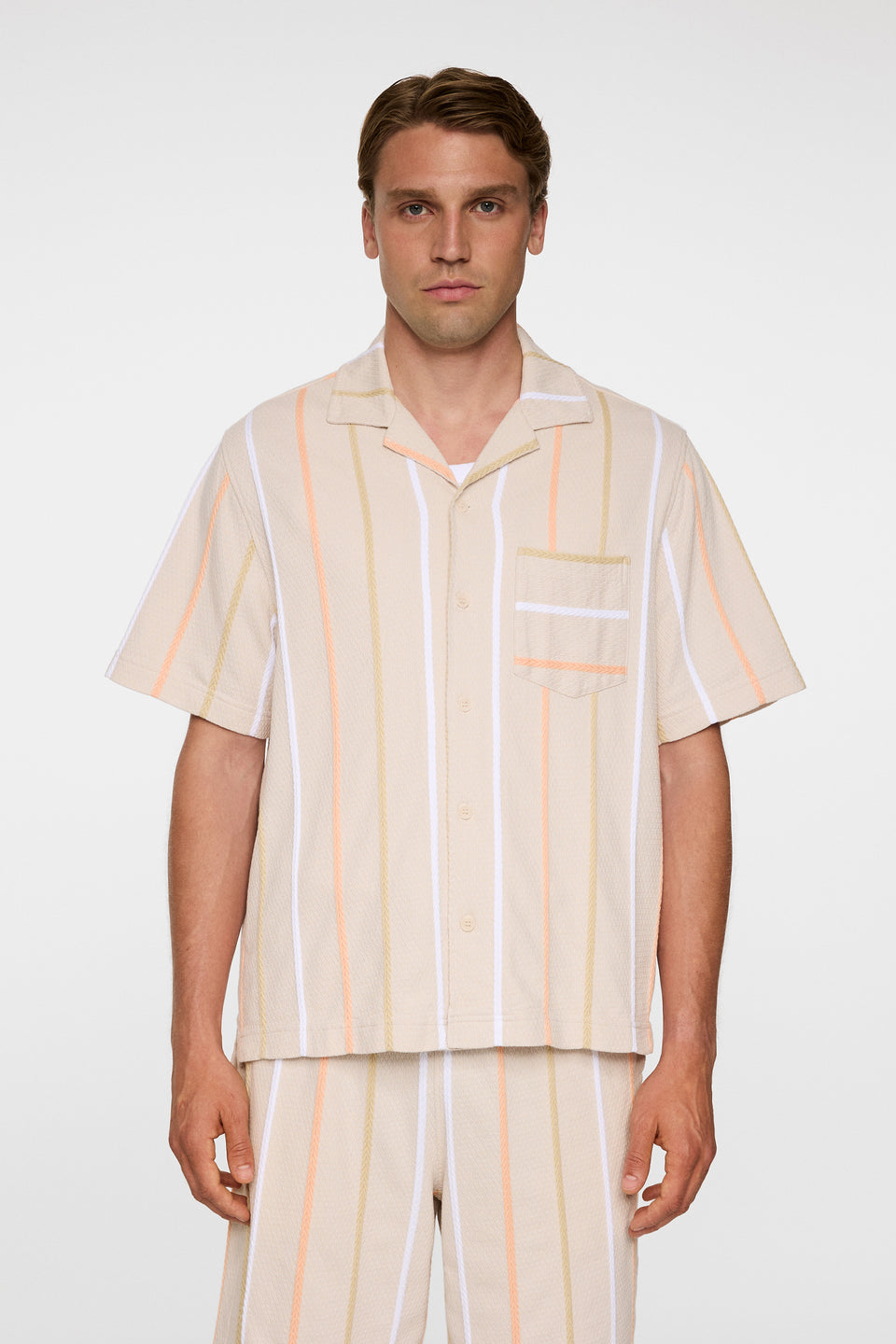 Theron Stripe Resort Shirt / Moonbeam