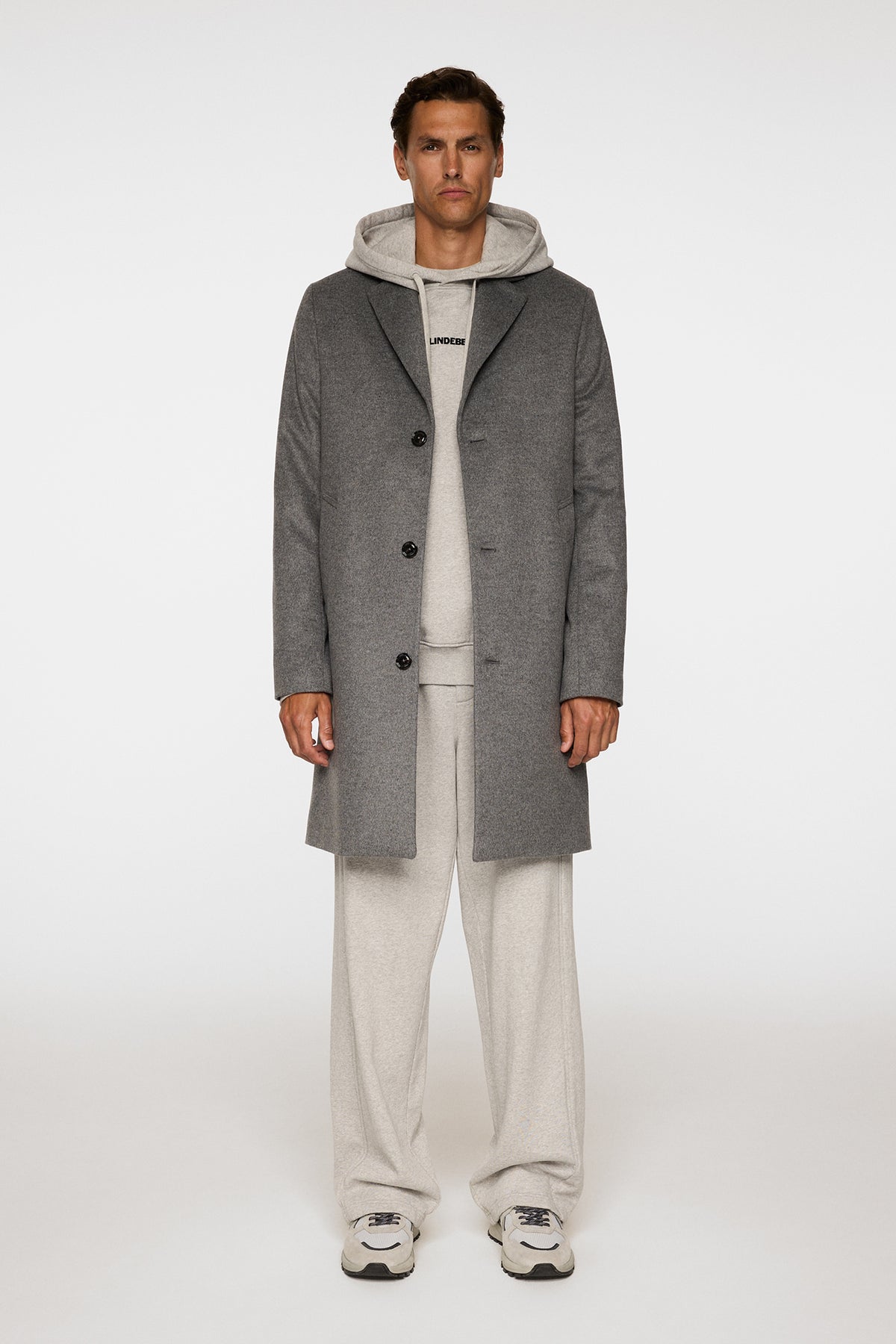 Callan Hoodie in Light Grey Melange by J.Lindeberg
