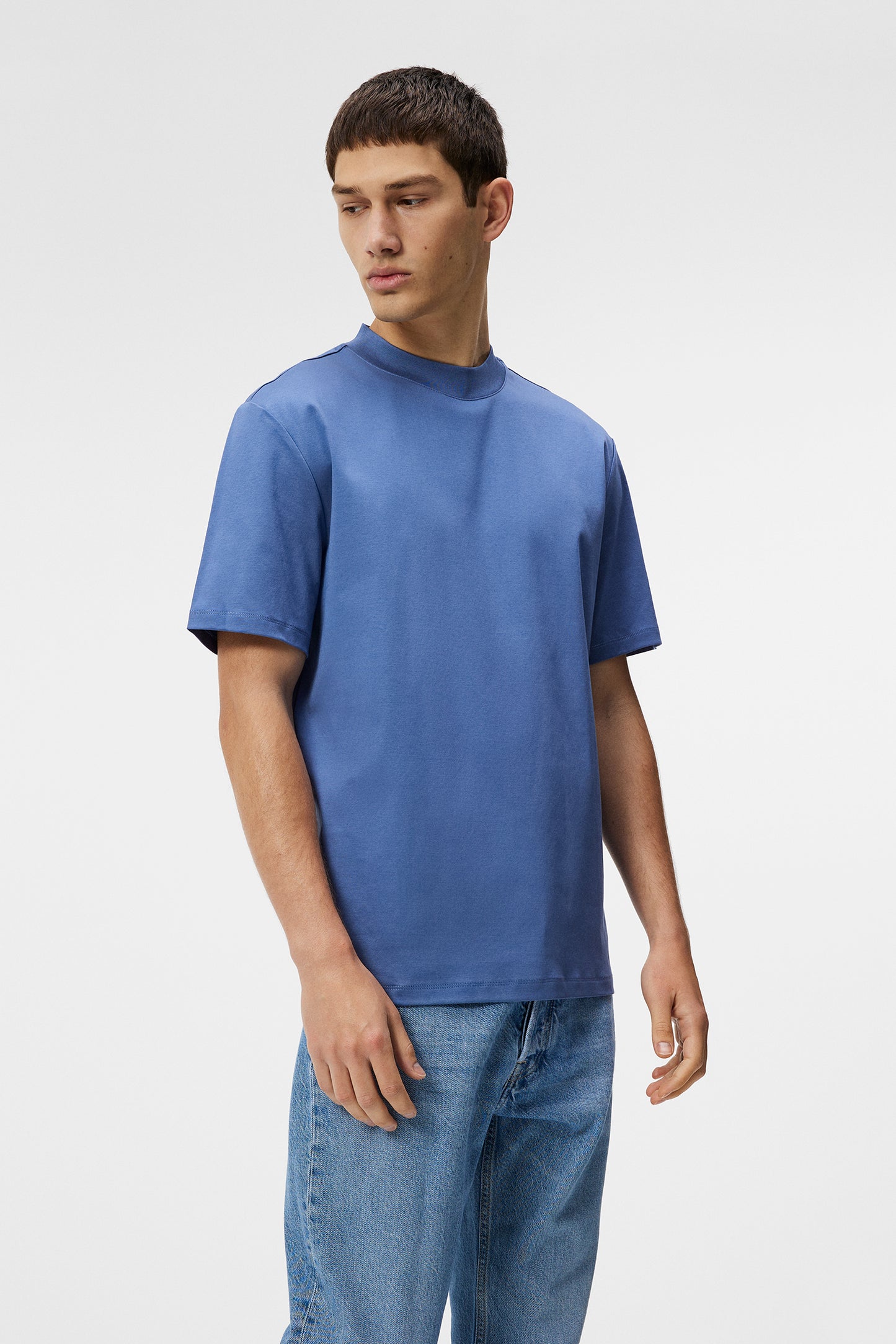 Ace Mock Neck T-shirt in Bijou Blue by J.Lindeberg