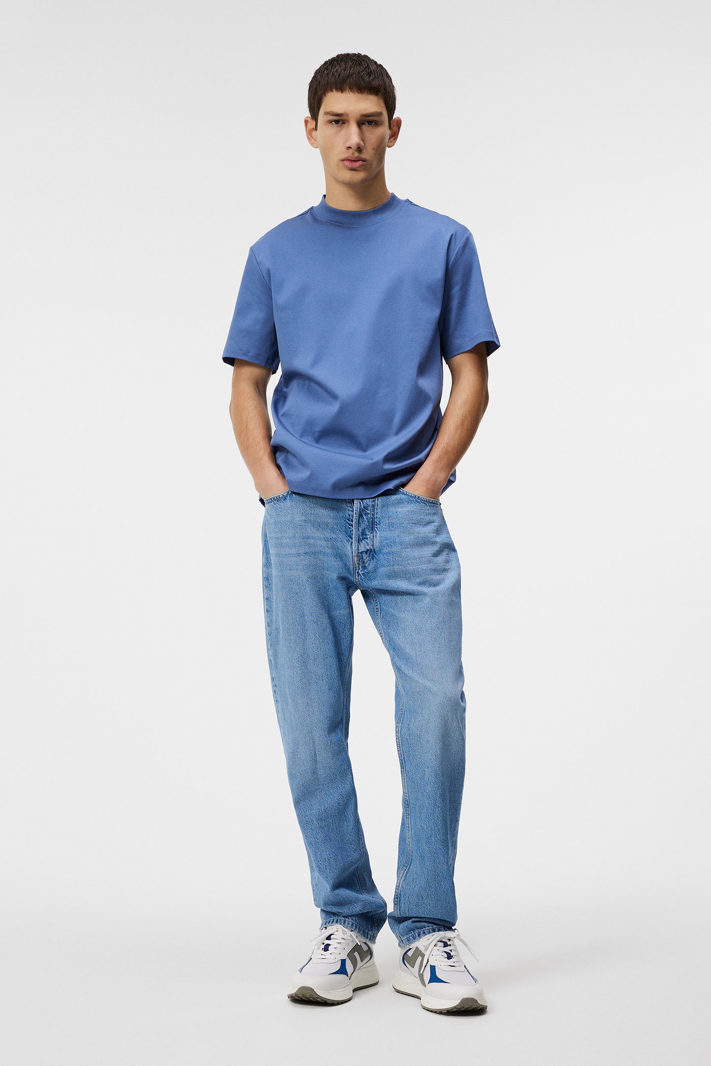 Ace Mock Neck T-shirt in Bijou Blue by J.Lindeberg