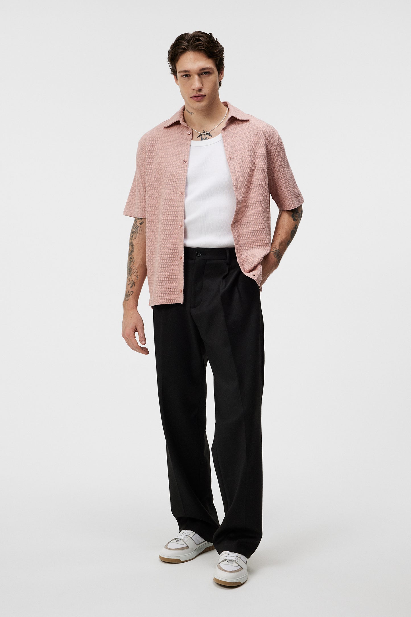 Torpa Airy Structure Shirt in Powder Pink by J.Lindeberg