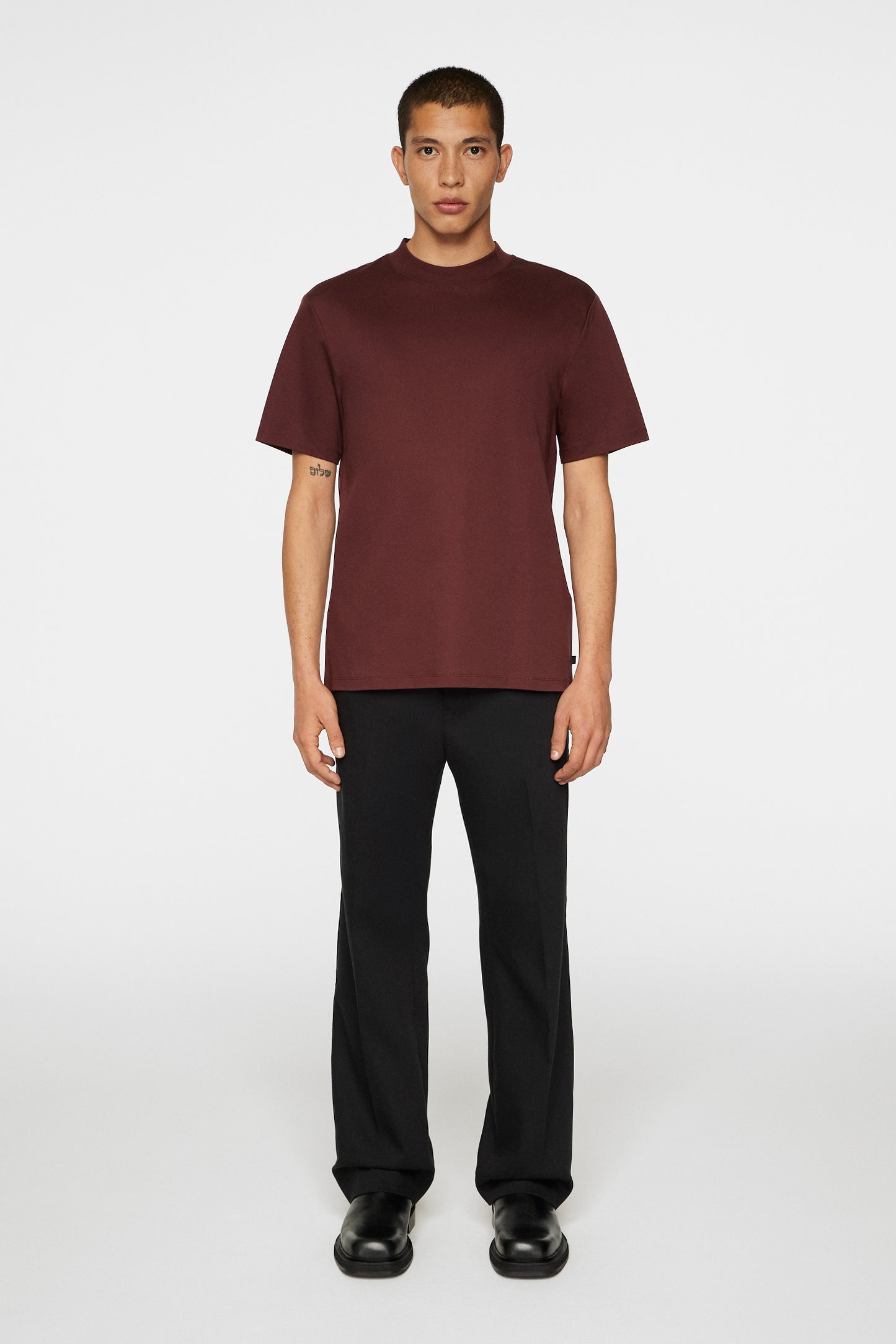 Ace Mock Neck T-Shirt in Bitter Chocolate by J.Lindeberg