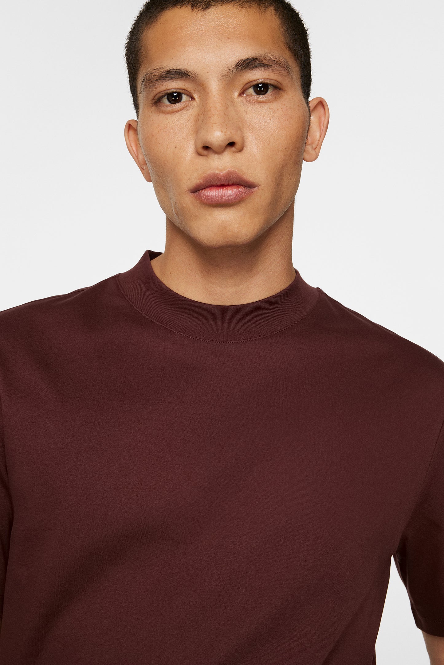 Ace Mock Neck T-Shirt in Bitter Chocolate by J.Lindeberg