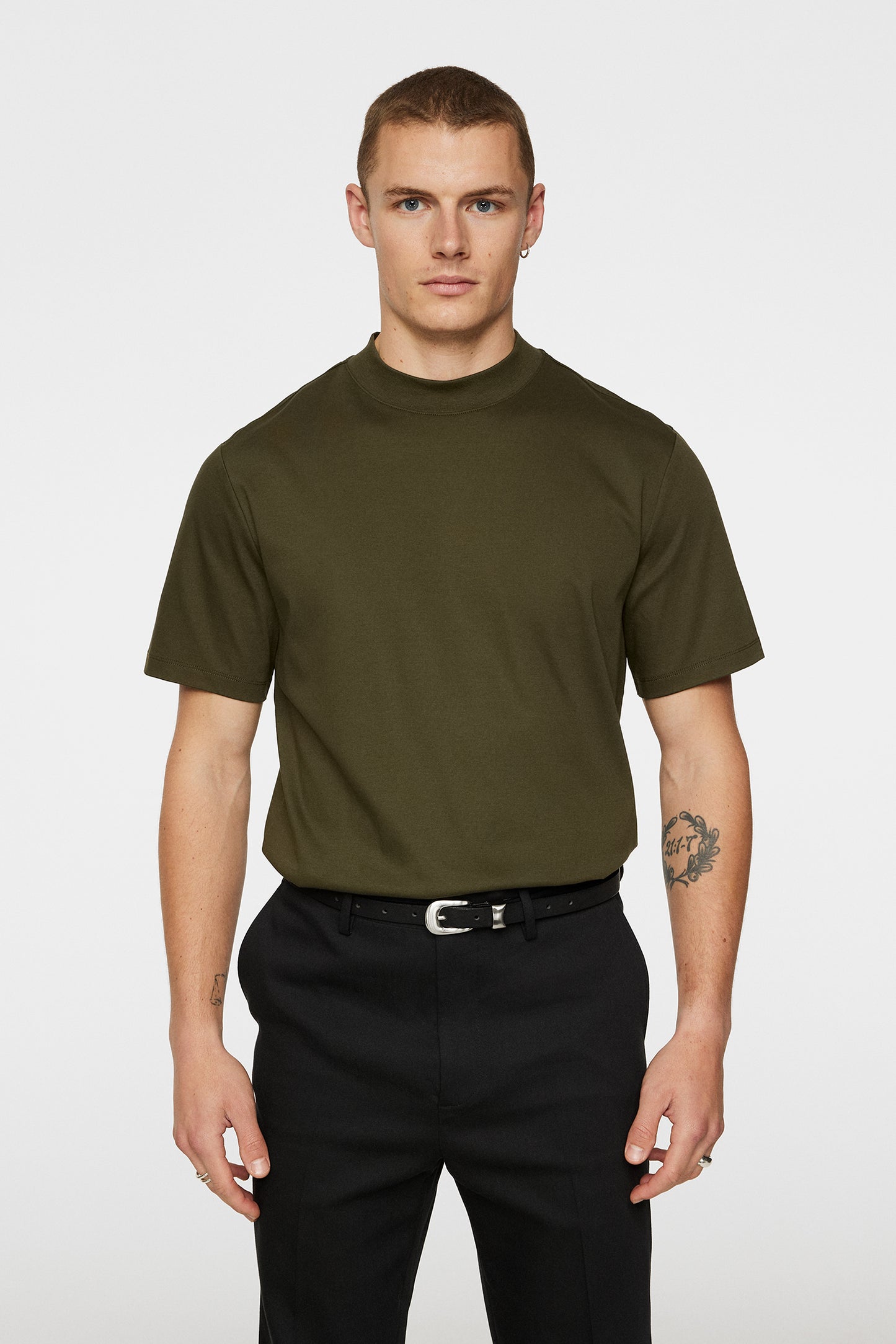 Ace Mock Neck T-Shirt in Forest Green by J.Lindeberg