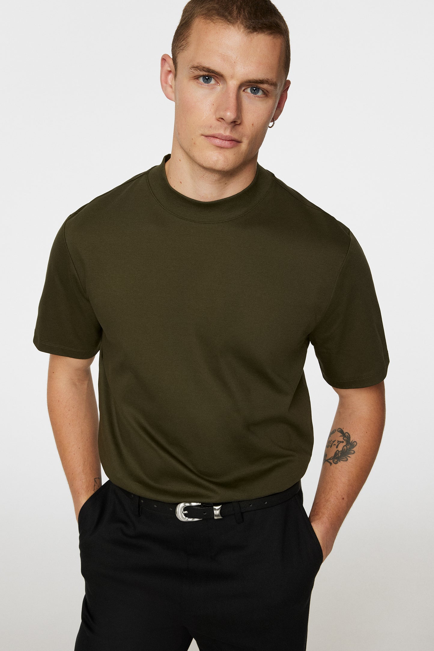 Ace Mock Neck T-Shirt in Forest Green by J.Lindeberg