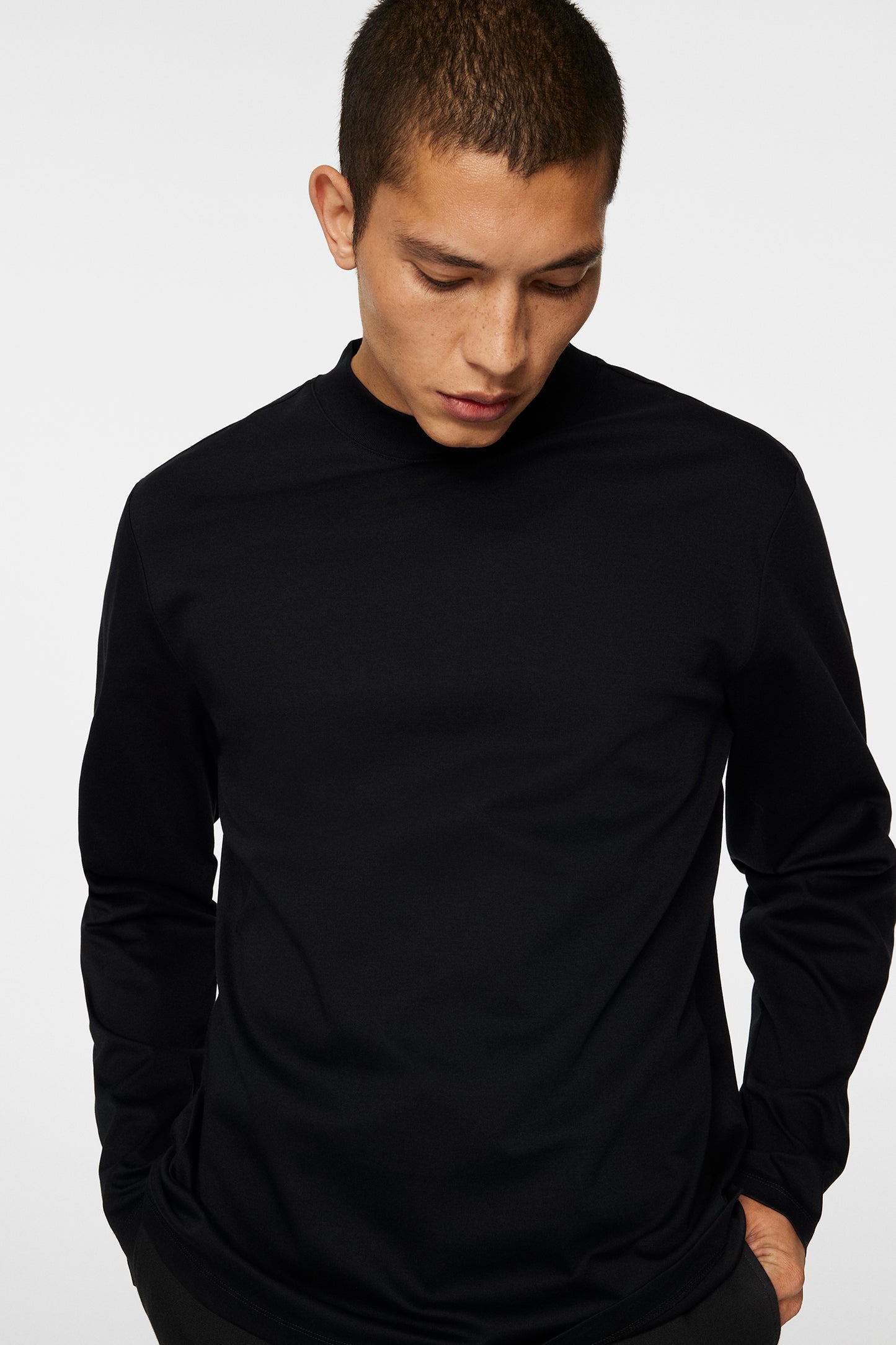 Ace Mock Neck LS T-Shirt in Black by J.Lindeberg