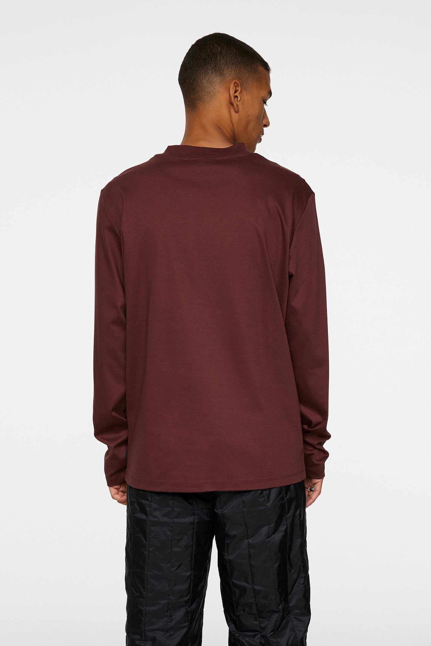 Ace Mock Neck LS T-Shirt in Bitter Chocolate by J.Lindeberg