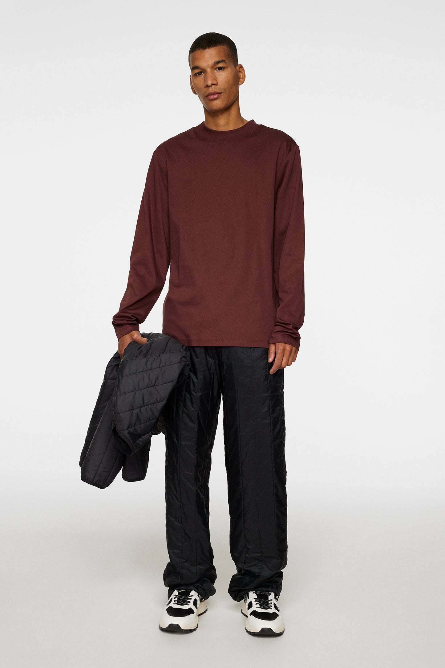 Ace Mock Neck LS T-Shirt in Bitter Chocolate by J.Lindeberg