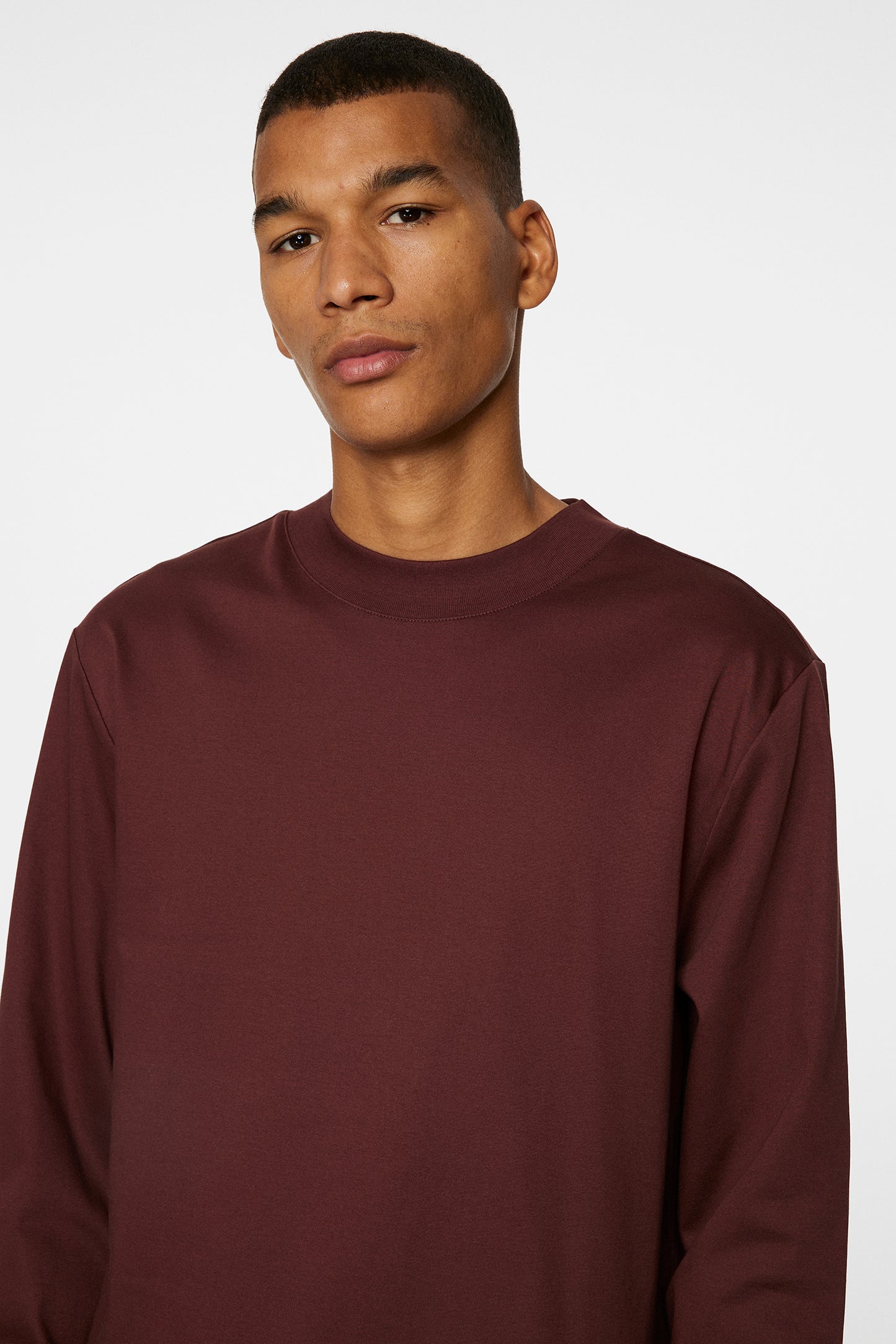 Ace Mock Neck LS T-Shirt in Bitter Chocolate by J.Lindeberg