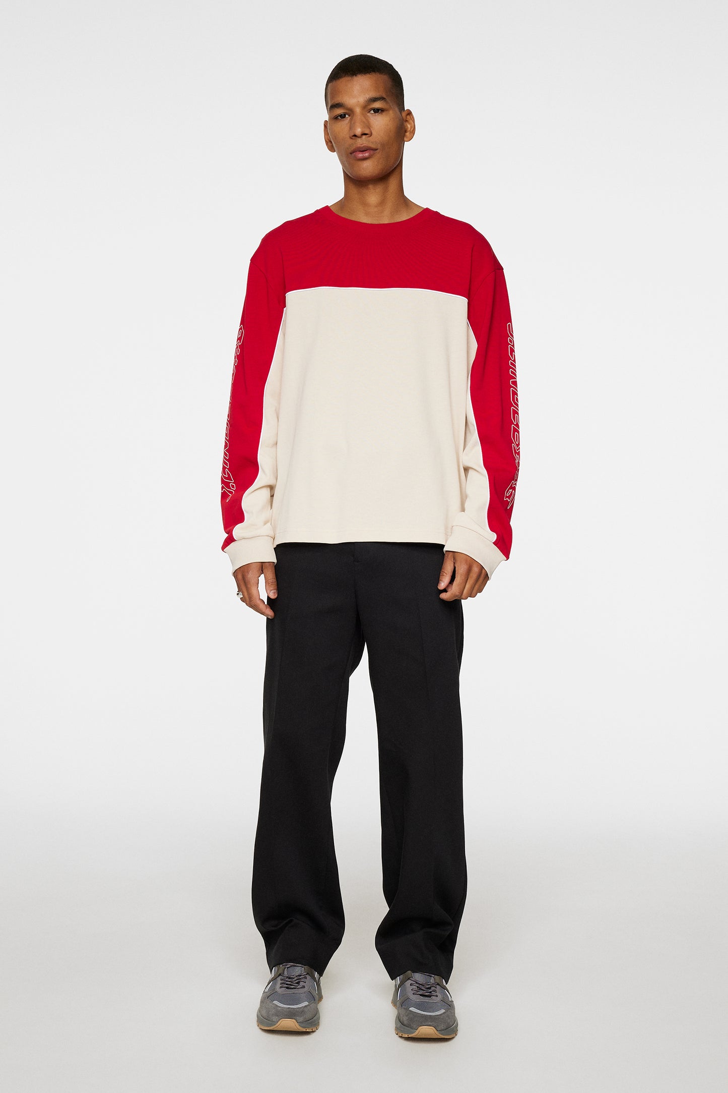 Stanley Panel Longsleeve Tee in Moonbeam by J.Lindeberg