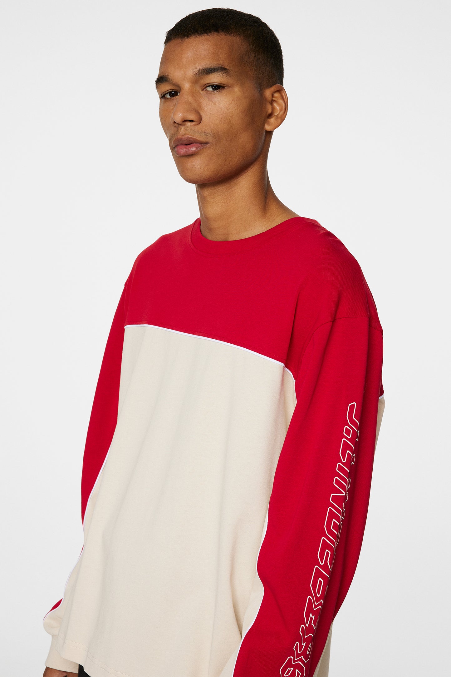 Stanley Panel Longsleeve Tee in Moonbeam by J.Lindeberg