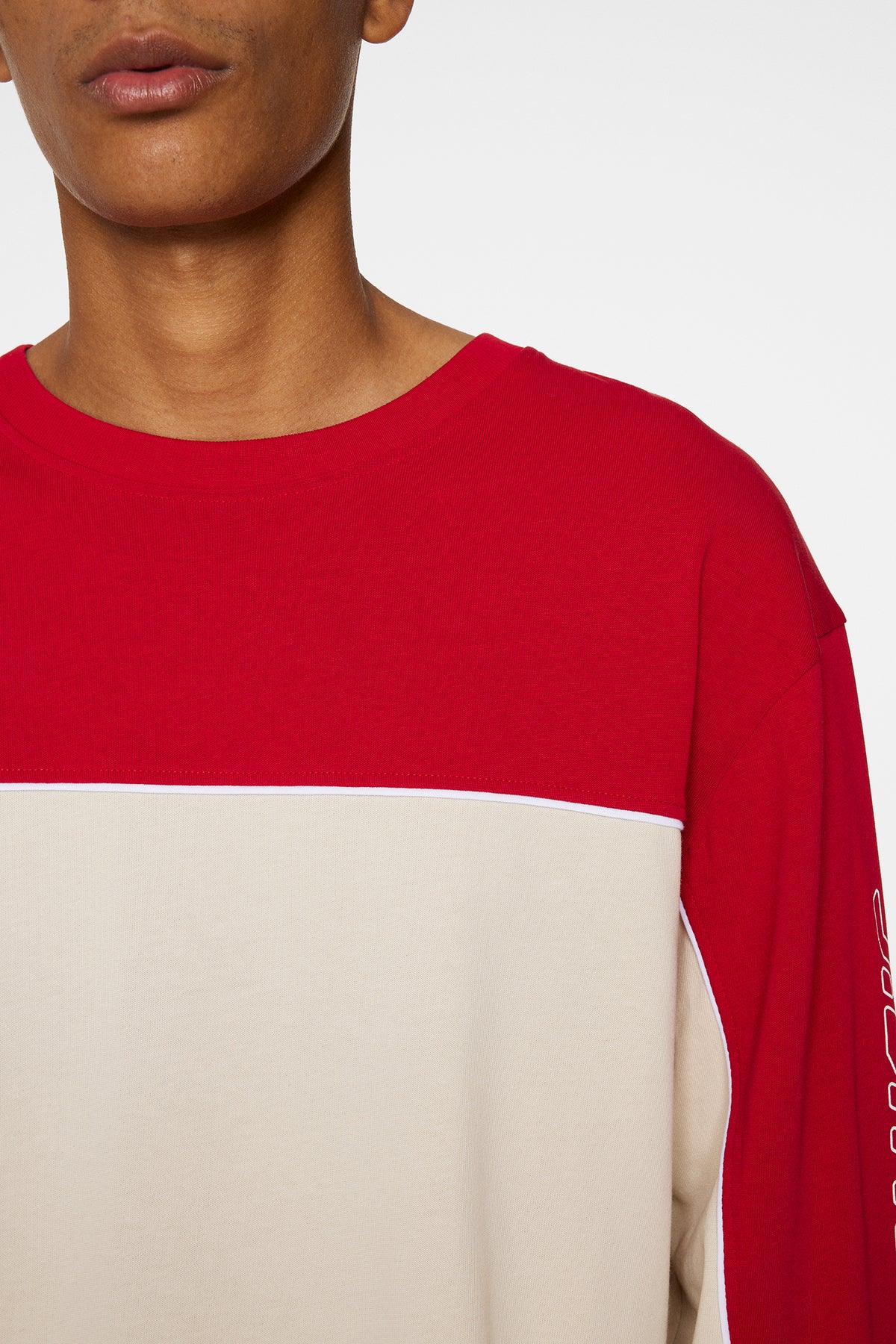 Stanley Panel Longsleeve Tee in Moonbeam by J.Lindeberg