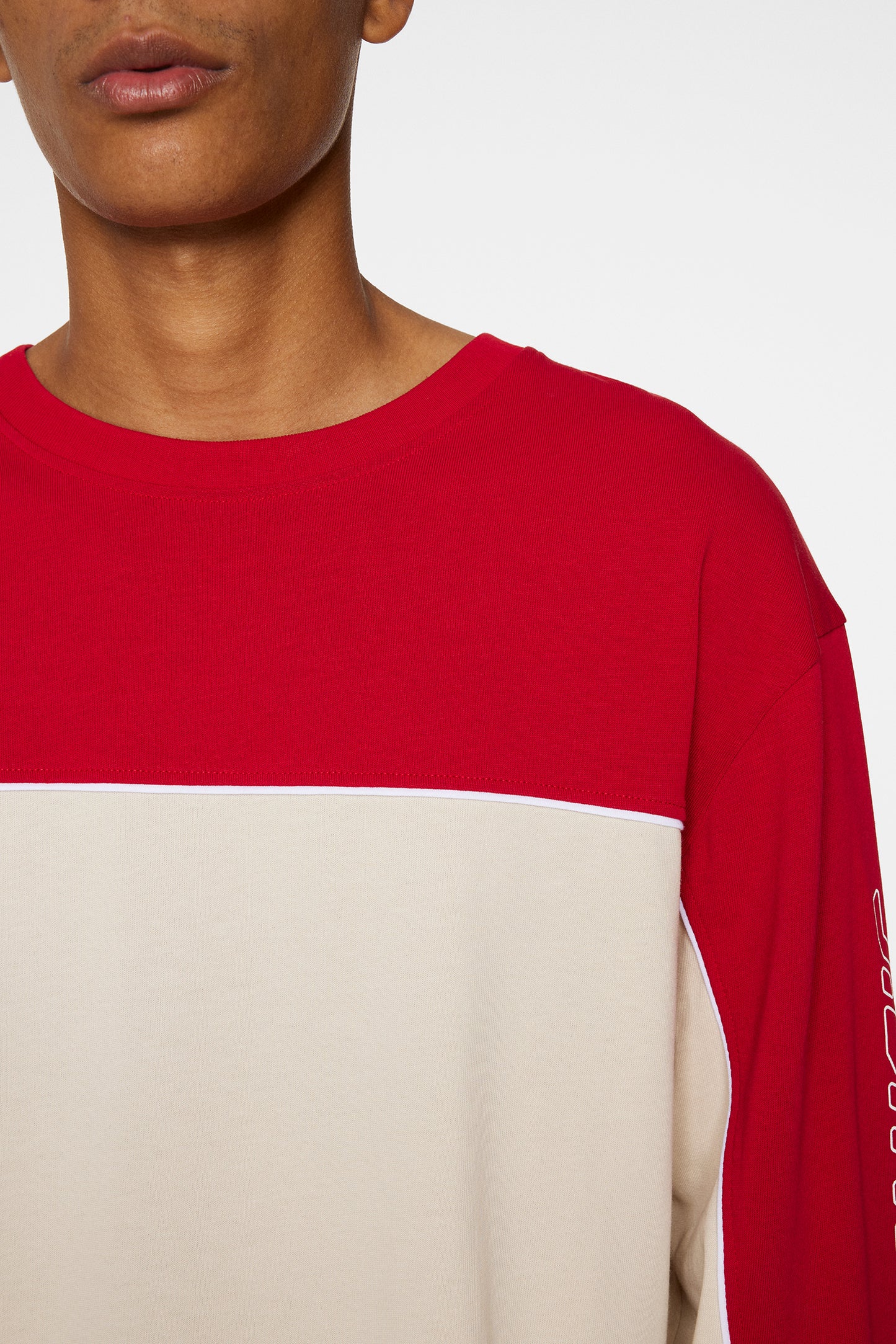 Stanley Panel Longsleeve Tee in Moonbeam by J.Lindeberg