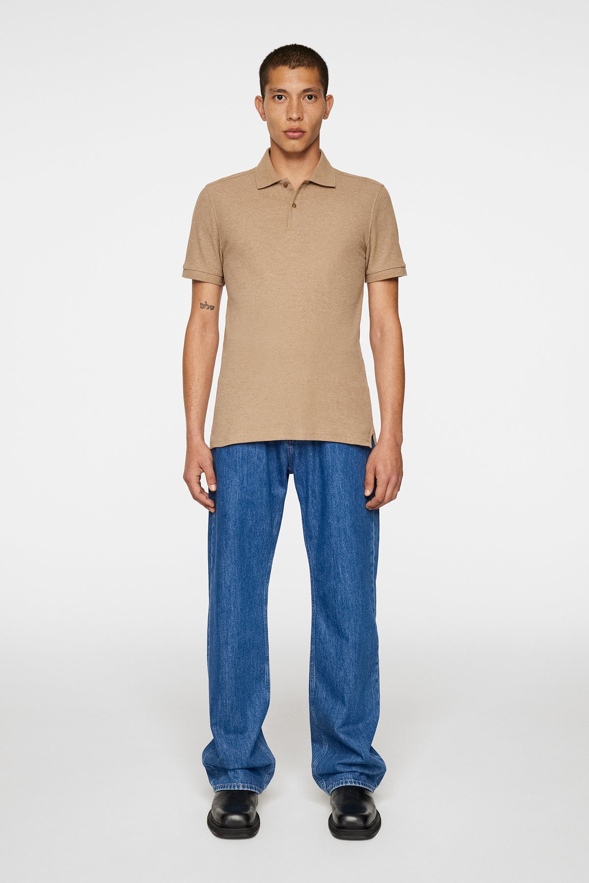 Troy Polo Shirt Seasonal Pique in Tiger Brown Melange by J.Lindeberg