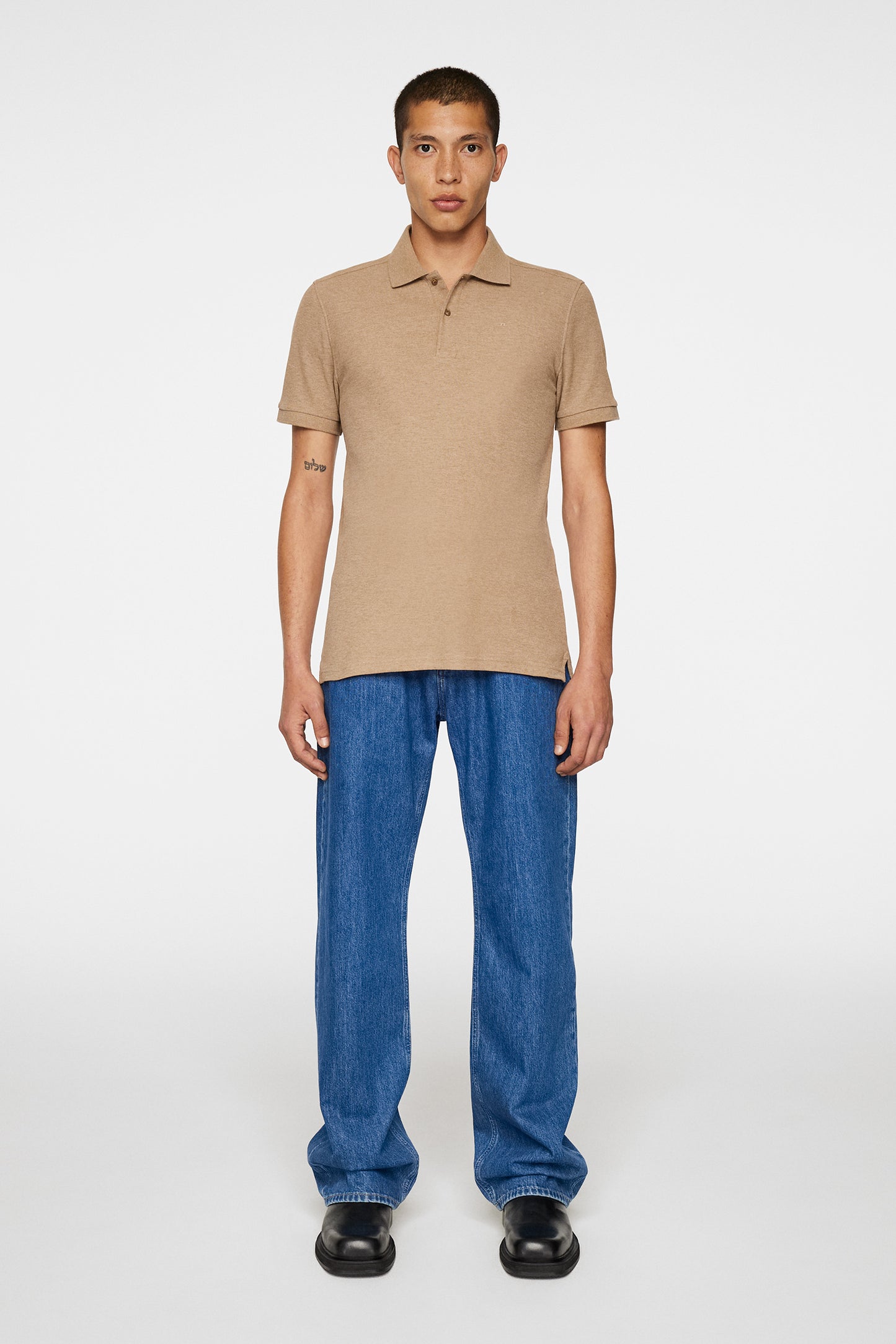 Troy Polo Shirt Seasonal Pique in Tiger Brown Melange by J.Lindeberg