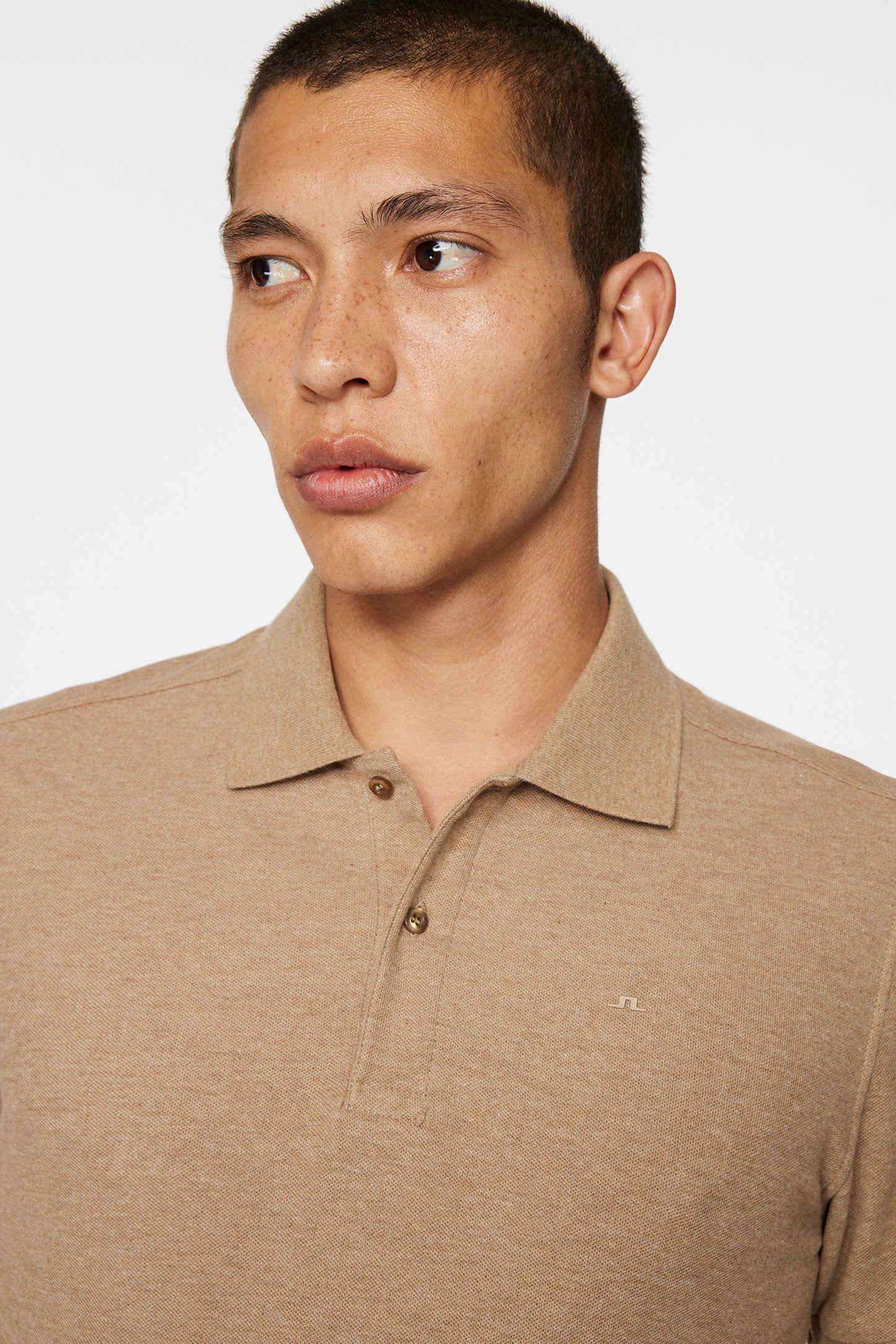 Troy Polo Shirt Seasonal Pique in Tiger Brown Melange by J.Lindeberg