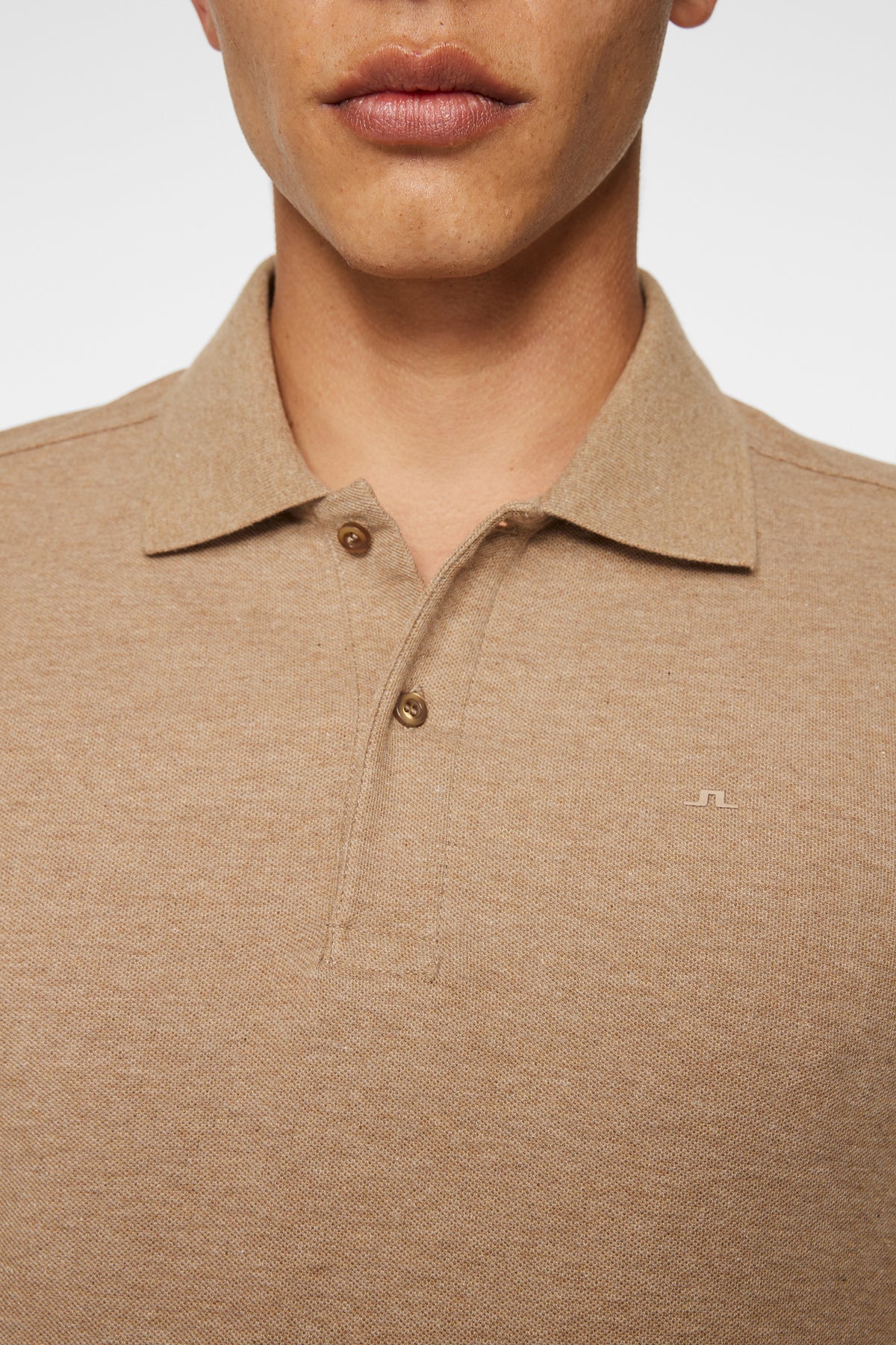 Troy Polo Shirt Seasonal Pique in Tiger Brown Melange by J.Lindeberg