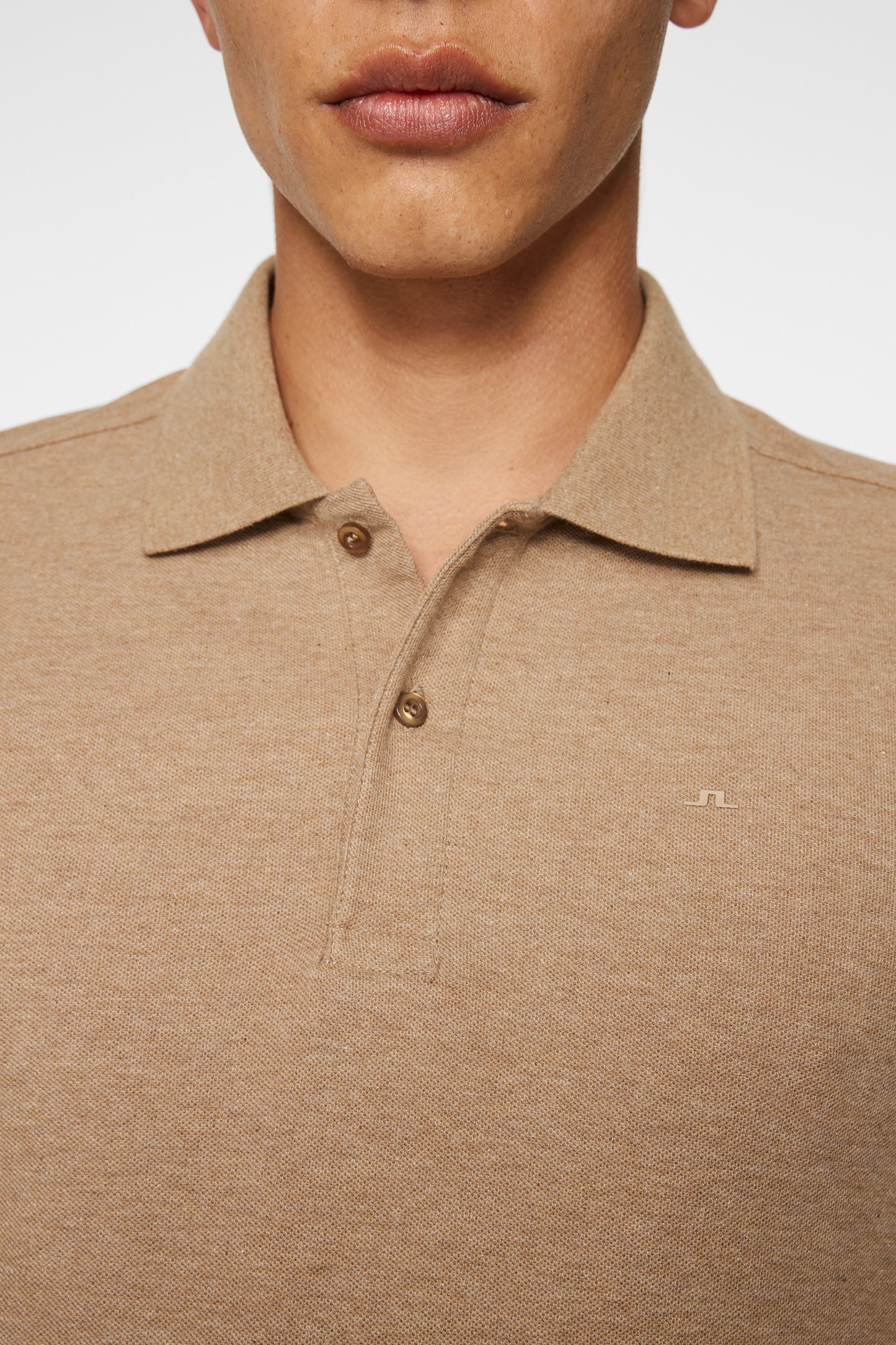 Troy Polo Shirt Seasonal Pique in Tiger Brown Melange by J.Lindeberg