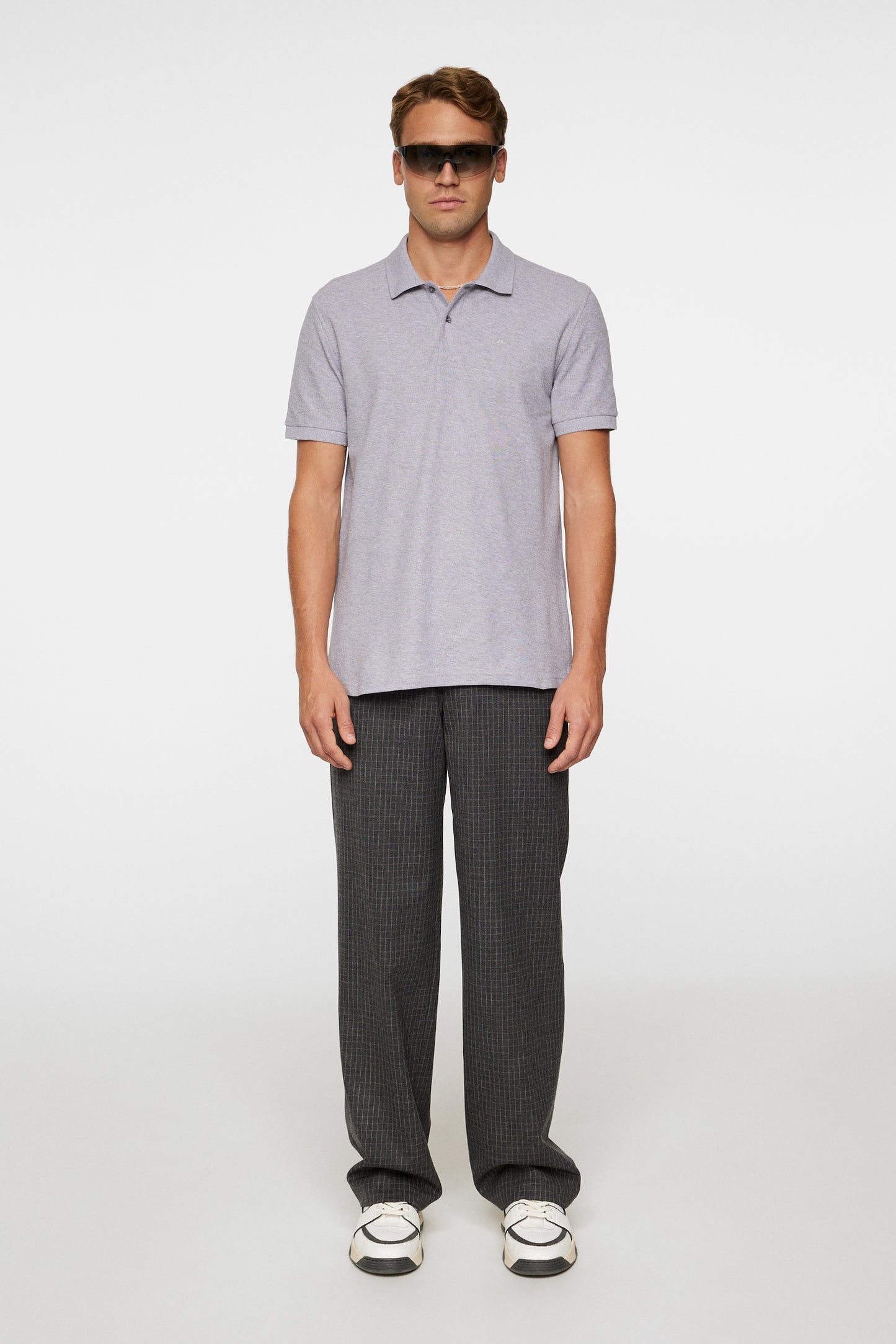 Troy Polo Shirt Seasonal Pique in Mid Grey Melange by J.Lindeberg
