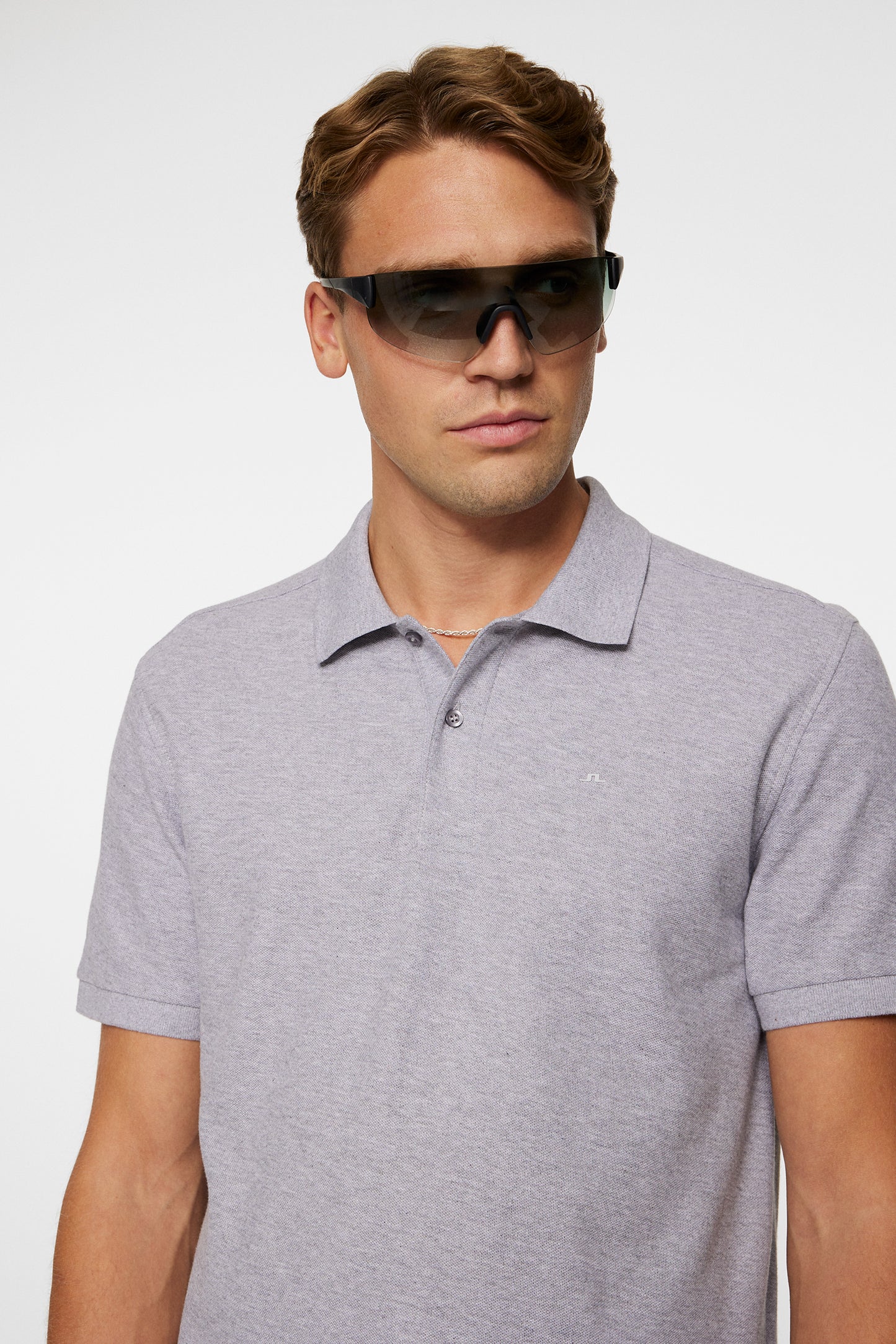 Troy Polo Shirt Seasonal Pique in Mid Grey Melange by J.Lindeberg