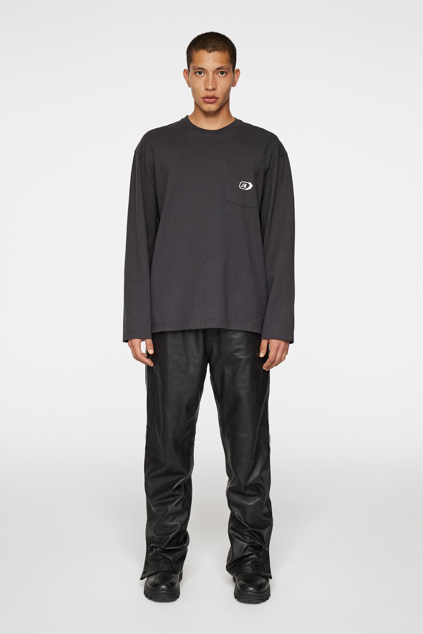 Walsh LS Pocket Tee in Washed Black by J.Lindeberg