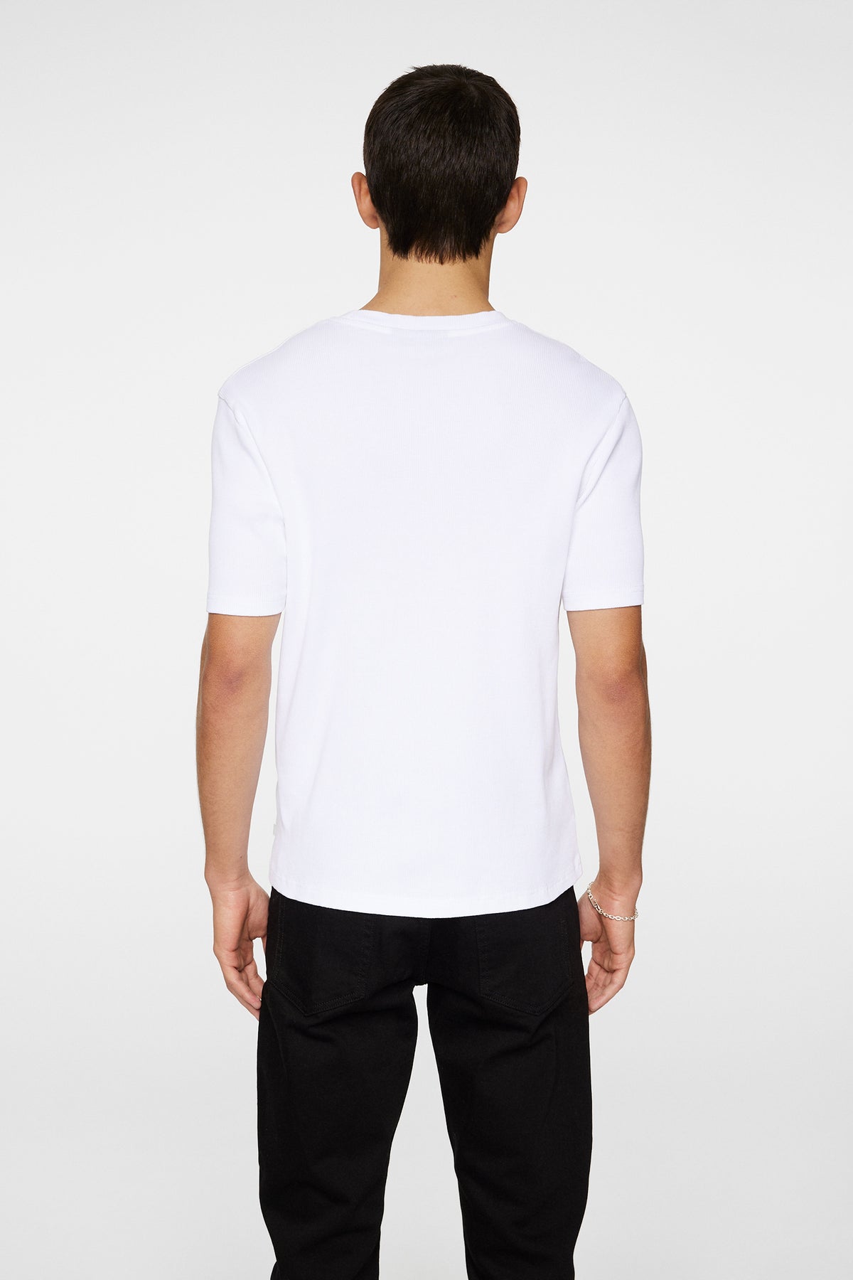 Rob Slim Rib Tee in White by J.Lindeberg