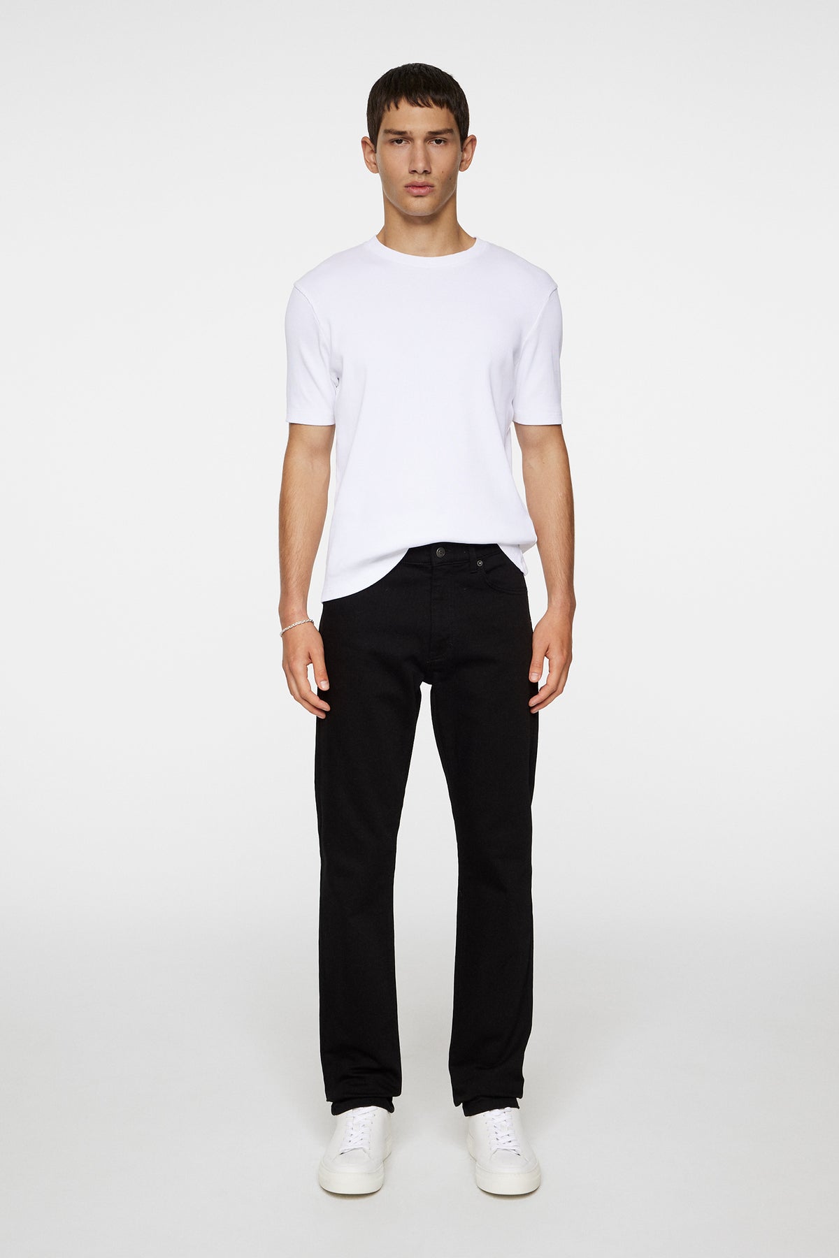 Rob Slim Rib Tee in White by J.Lindeberg