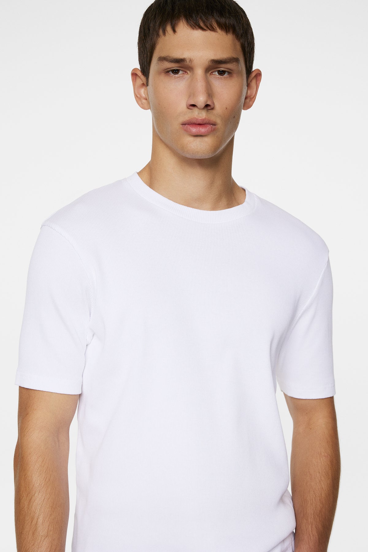 Rob Slim Rib Tee in White by J.Lindeberg