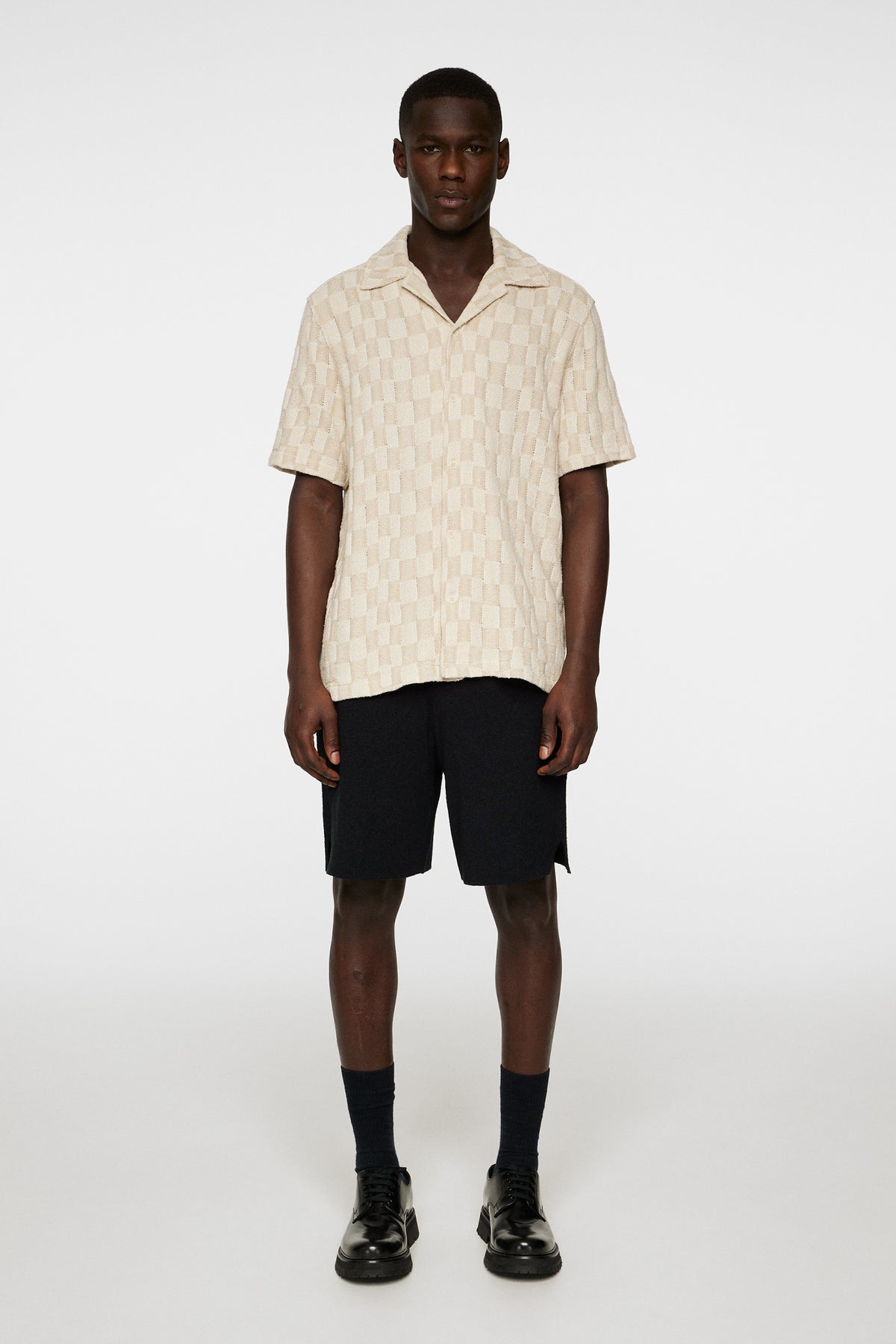 Torpa Resort Jersey Shirt in Bridge Stack Moonbeam by J.Lindeberg