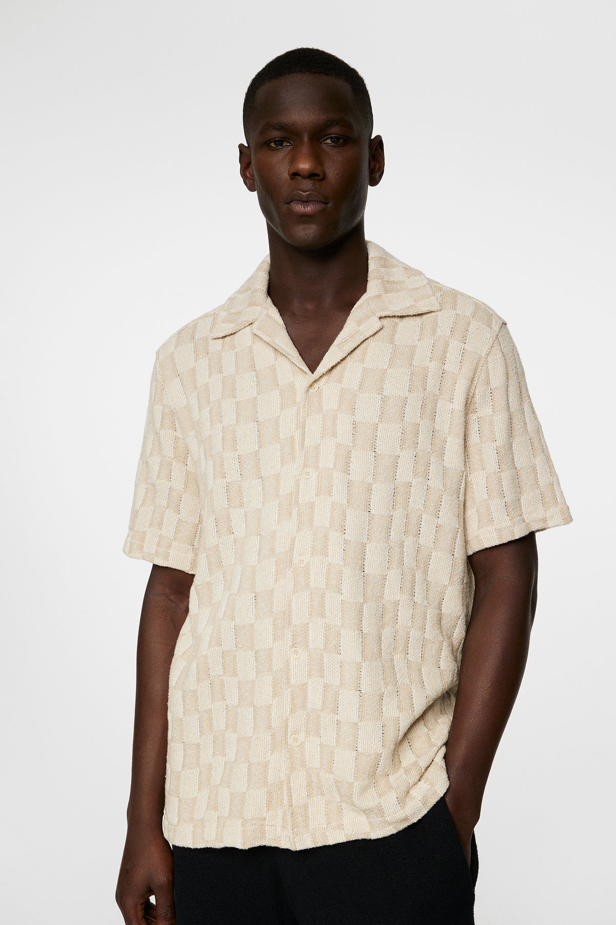 Torpa Resort Jersey Shirt in Bridge Stack Moonbeam by J.Lindeberg