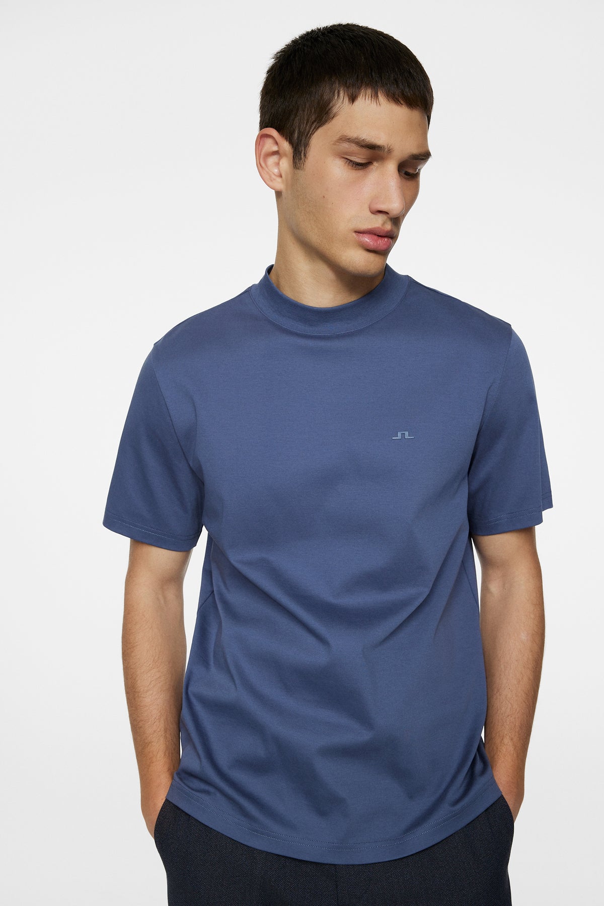 Ace Mock Neck T-Shirt in Vintage Indigo by J.Lindeberg