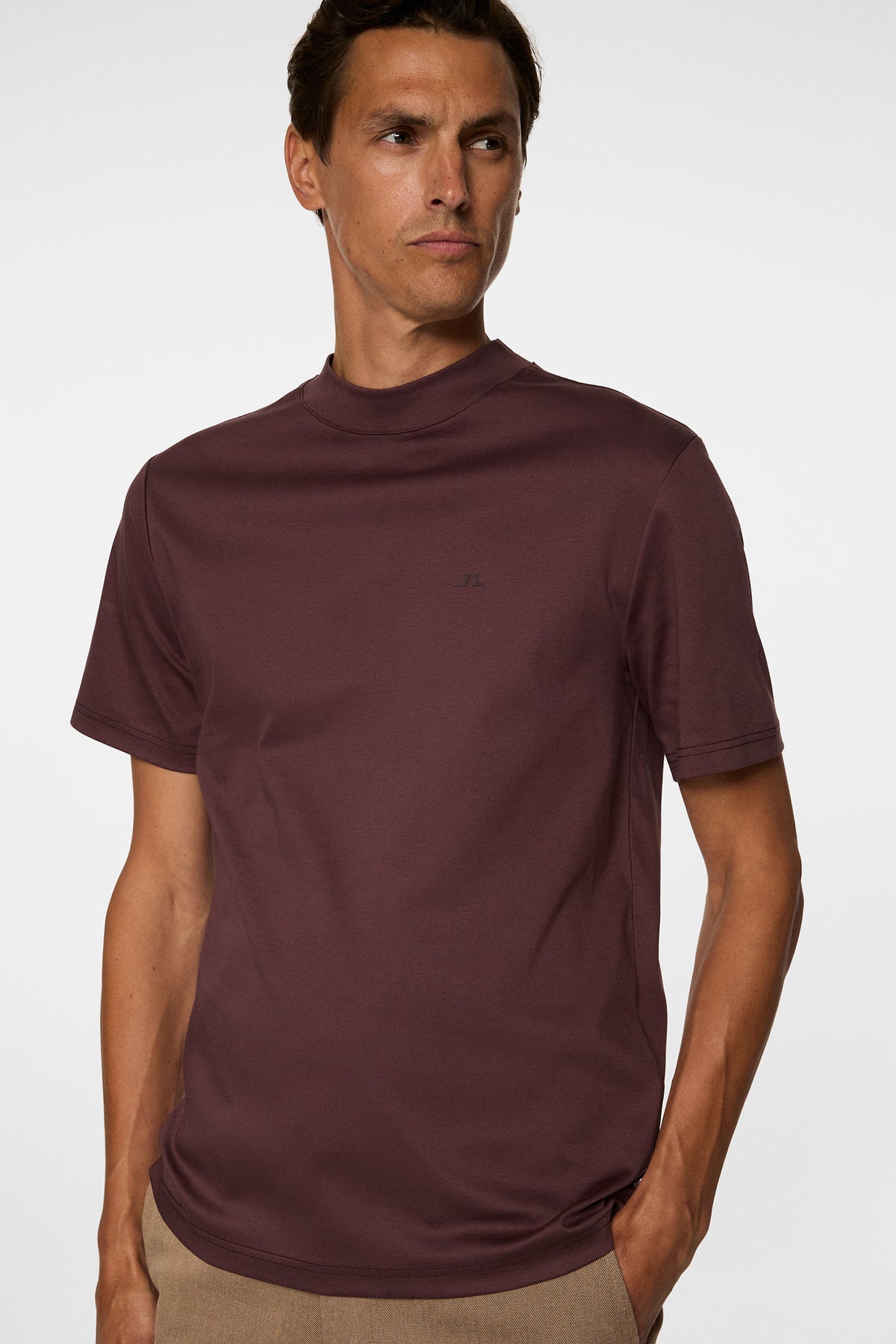 Ace Mock Neck T-Shirt in Huckleberry by J.Lindeberg