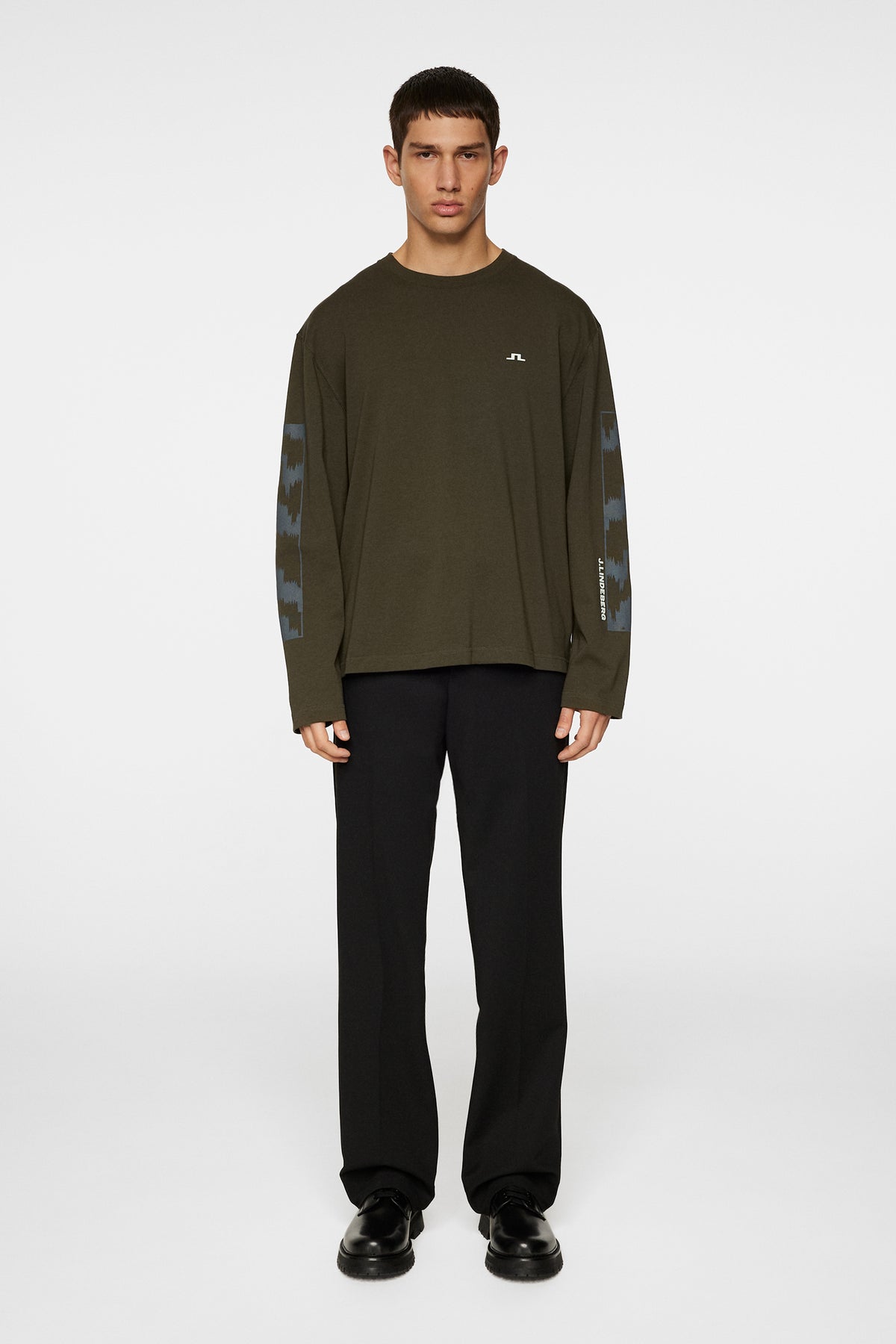 Walsh LS Print T-shirt in Forest Green by J.Lindeberg