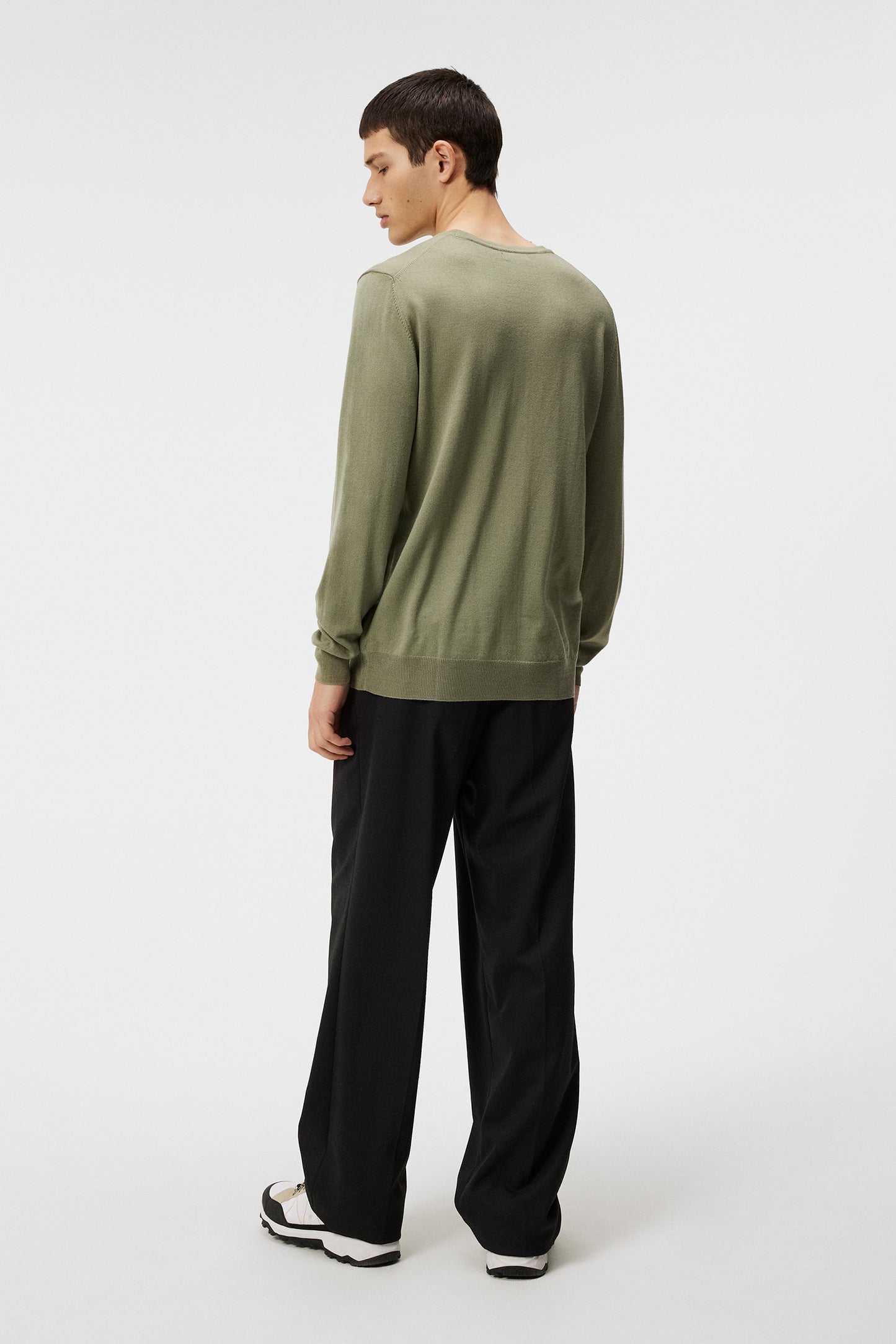 Lyle Light Merino Sweater in Oil Green by J.Lindeberg