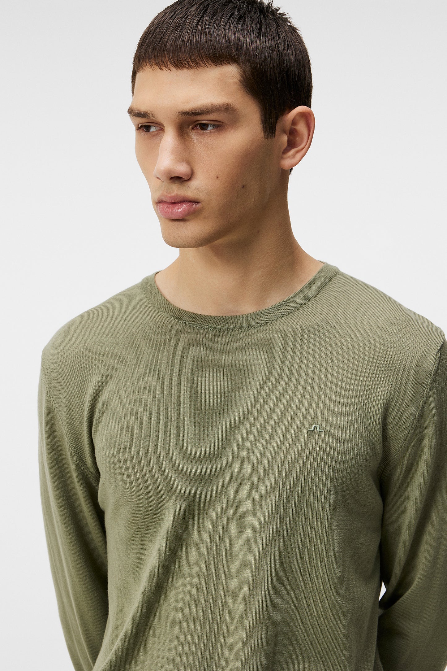 Lyle Light Merino Sweater in Oil Green by J.Lindeberg