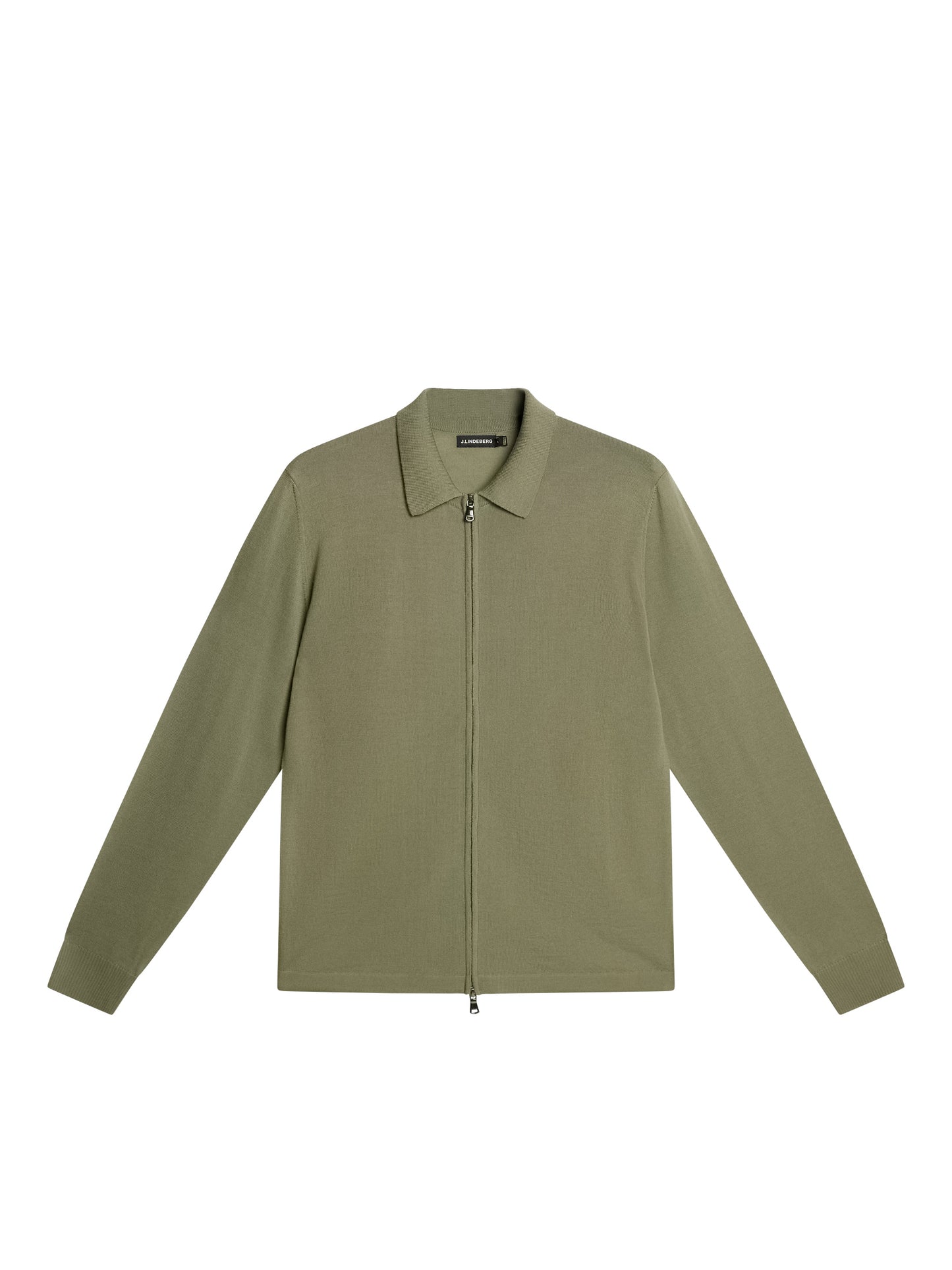 Nyle Light Merino Zip Cardigan in Oil Green by J.Lindeberg